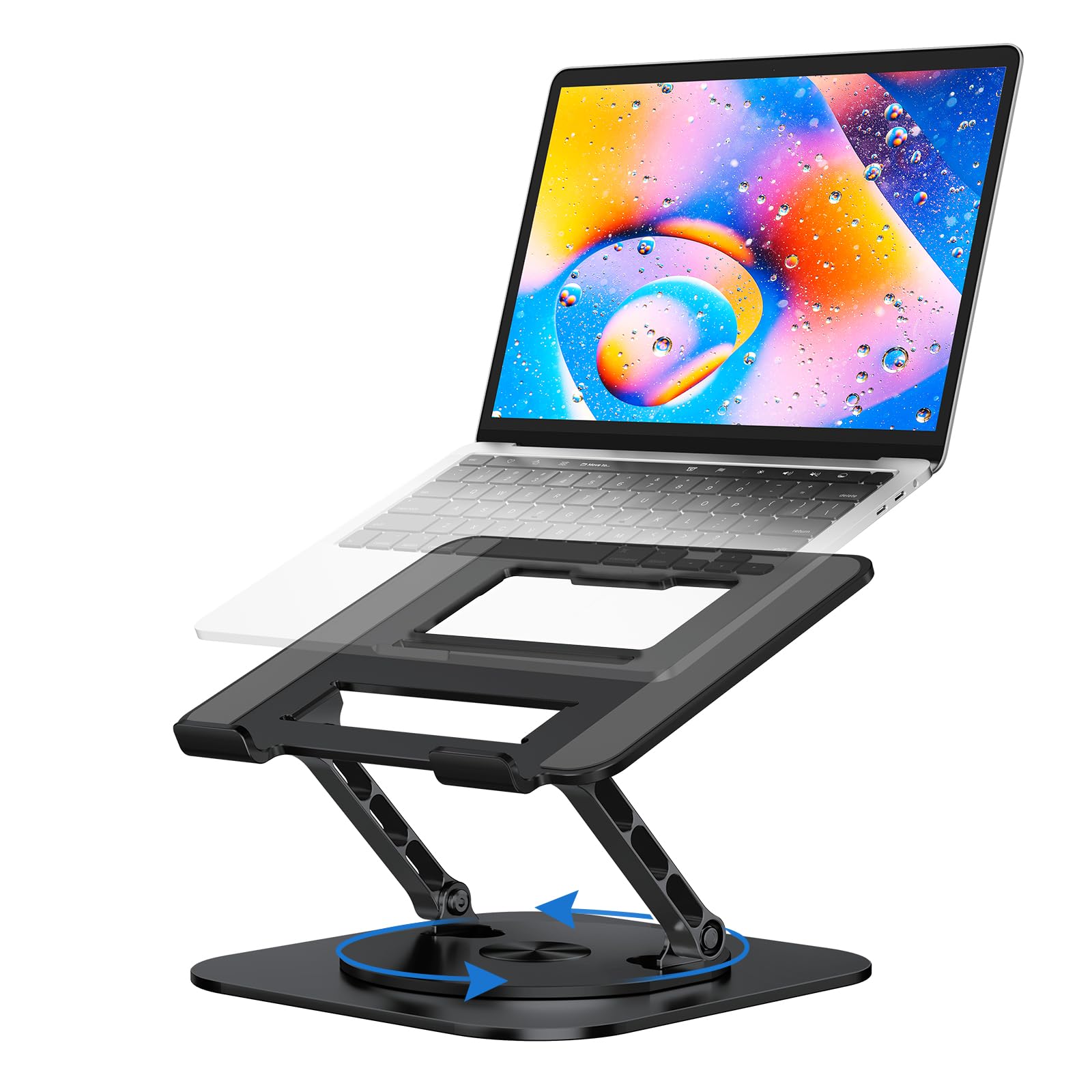 Ergonomic 360° Rotating Laptop Stand for Desk - Foldable & Adjustable Notebook Holder Compatible with MacBook Air Pro, Dell XPS, 10-17