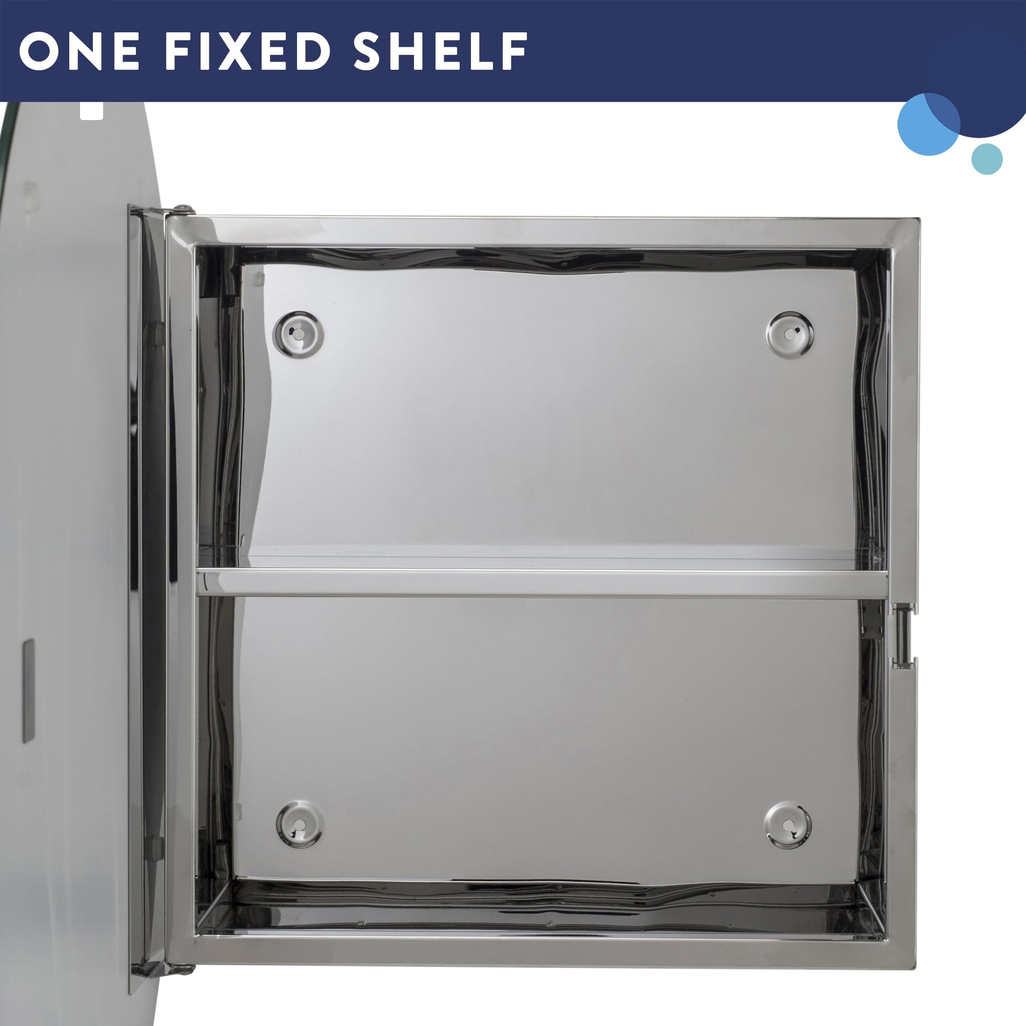 Croydex Severn Stainless Steel Bathroom Mirror Cabinet - Wall Mounted, Space Saving Design for Small Bathrooms - Fully Assembled with Fixed Internal Shelf - 11 x 50 x 50cm - Perfect for Modern Bathrooms, Powder Rooms & Compact Spaces