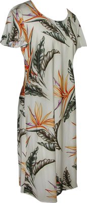 Bird of Paradise Print Hawaiian Aloha Cap Sleeve Short Tank Dress - Tropical Floral Summer Beach Dress for Vacation, Luau Party & Island Getaway