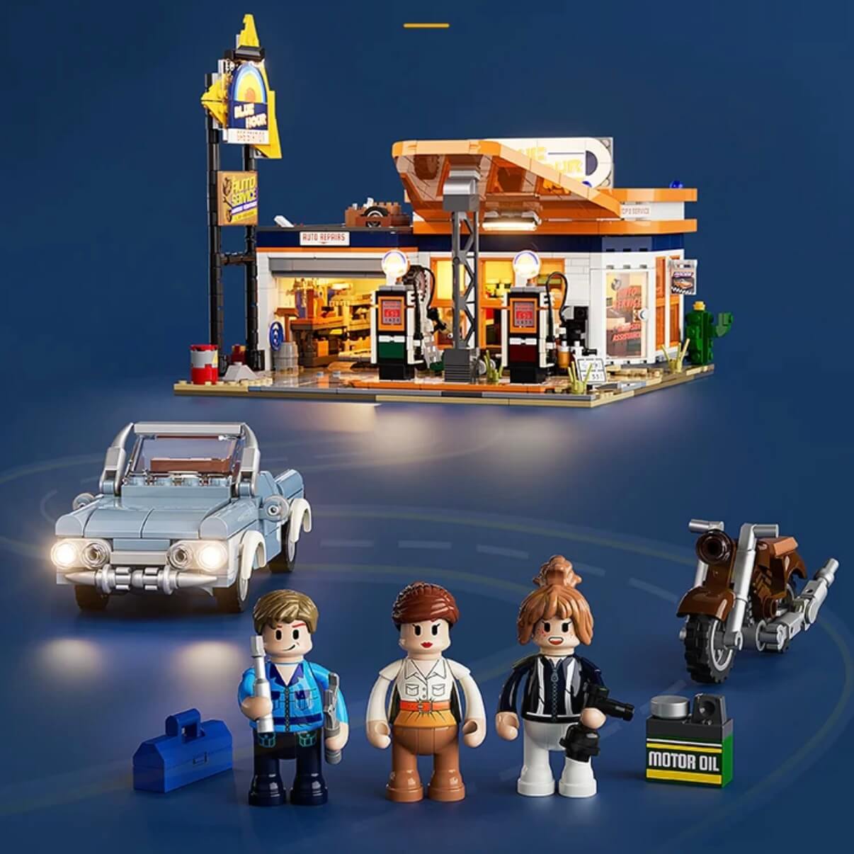 Funwhole F9065 Gas Station Building Block Set - Creative DIY Toy for Kids & Adults - Perfect for Home Decoration, Gift, and Collectibles - Great for STEM Learning and Family Bonding Activities