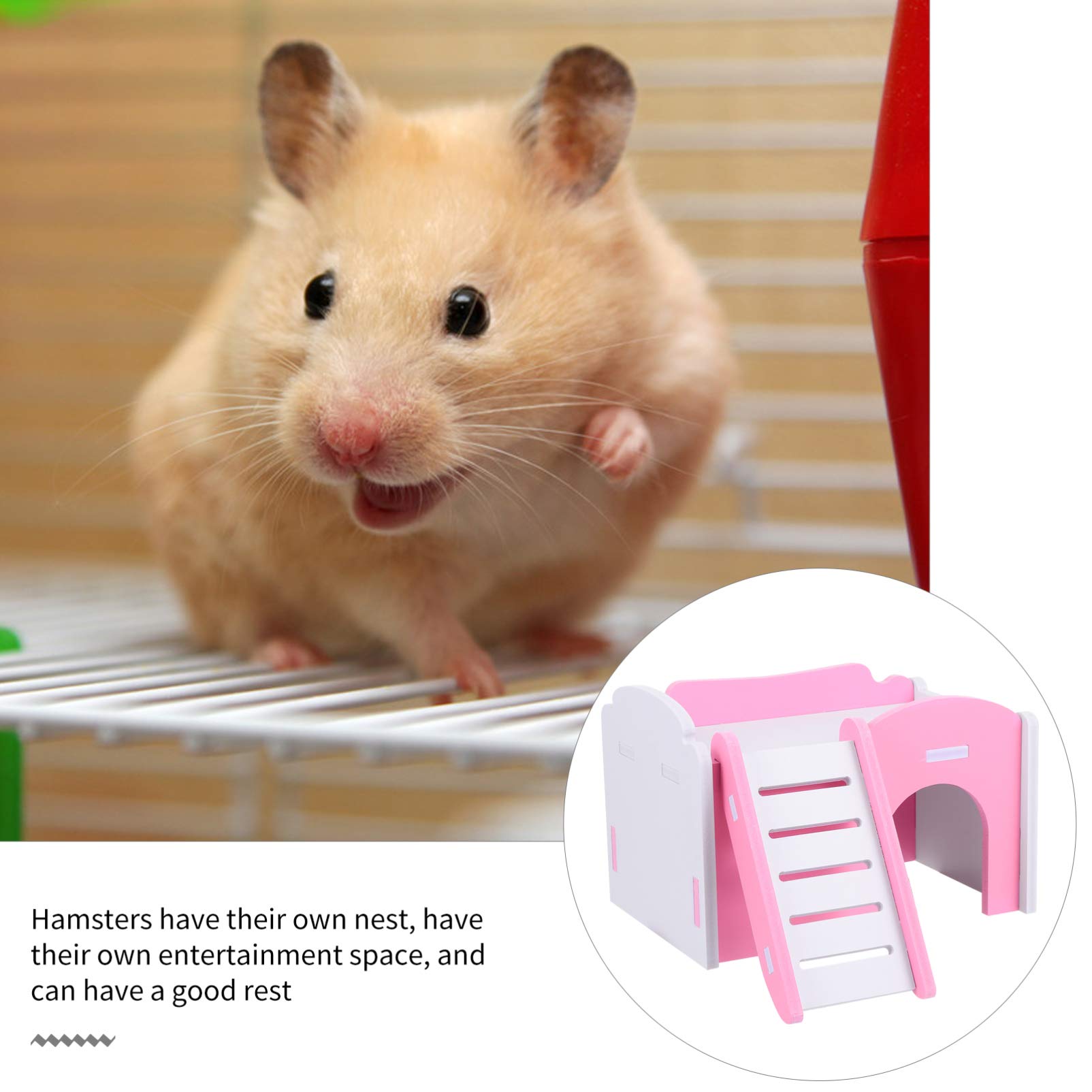 Balacoo Natural Wooden Chew Toys for Hamsters - Small Animal Ladder, Climbing Platform, Hideout Hut & Sleeping Bed - Perfect for Gerbils, Dwarf Hamsters, Chinchillas & Guinea Pigs - Great for Cage Enrichment & Teeth Health