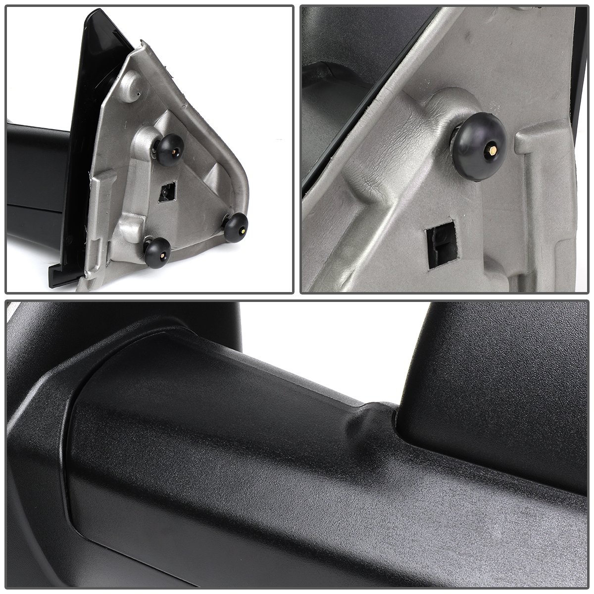Auto Dynasty Black Manual Adjustable Flip-Up Towing Mirrors with Puddle Light for Dodge Ram 2002-2009 - Perfect for Off-Roading & Heavy-Duty Towing