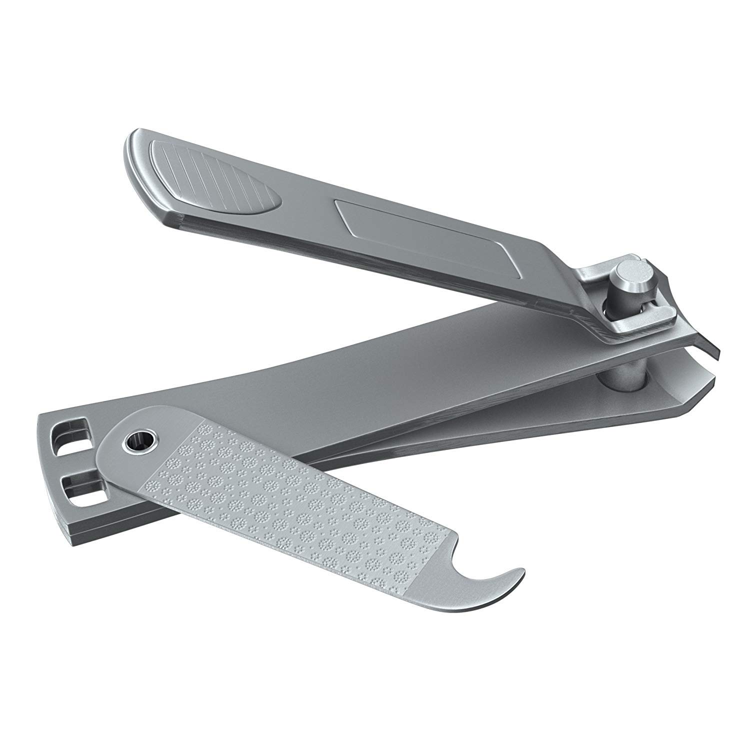 Professional Stainless Steel Nail Clippers Set with Swing-Out Nail Cleaner & Nail File - Sharp Fingernail & Toenail Clippers with Ergonomic Wide Press Lever - Perfect for Home, Travel & Salon Manicure/Pedicure Kits