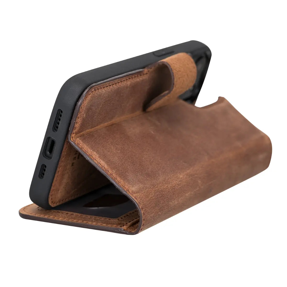 Vintage Distressed Brown Leather Wallet Case for iPhone 13 - Slim Protective Phone Cover with Card Slots | Perfect for Everyday Use, Travel & Business (iPhone 13/6.1