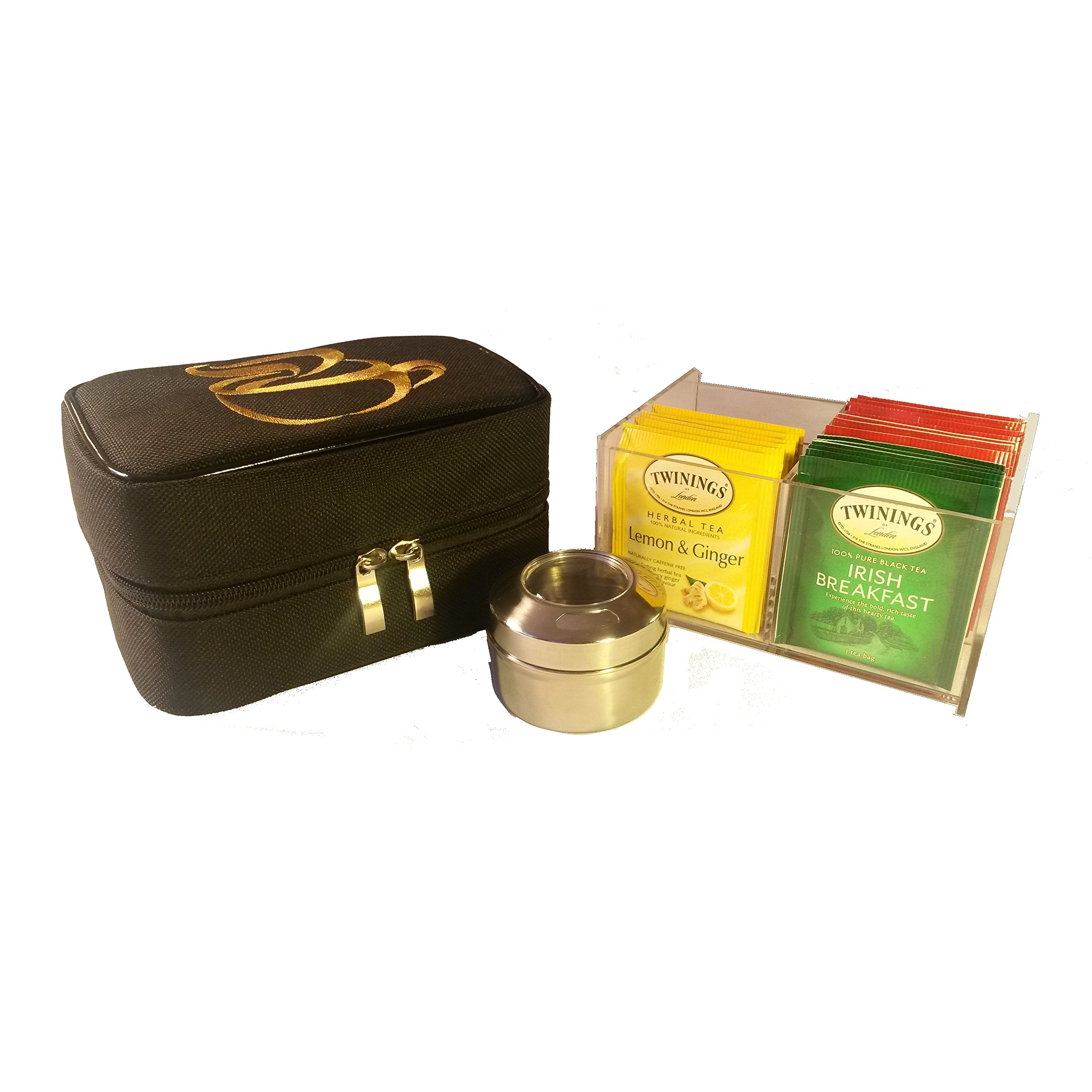 Premium Travel Tea Chest Organizer with Spice Jar & Tea Bags - Compact Storage for Home, Office & Travel - Perfect for Tea Lovers, Camping & Gifts