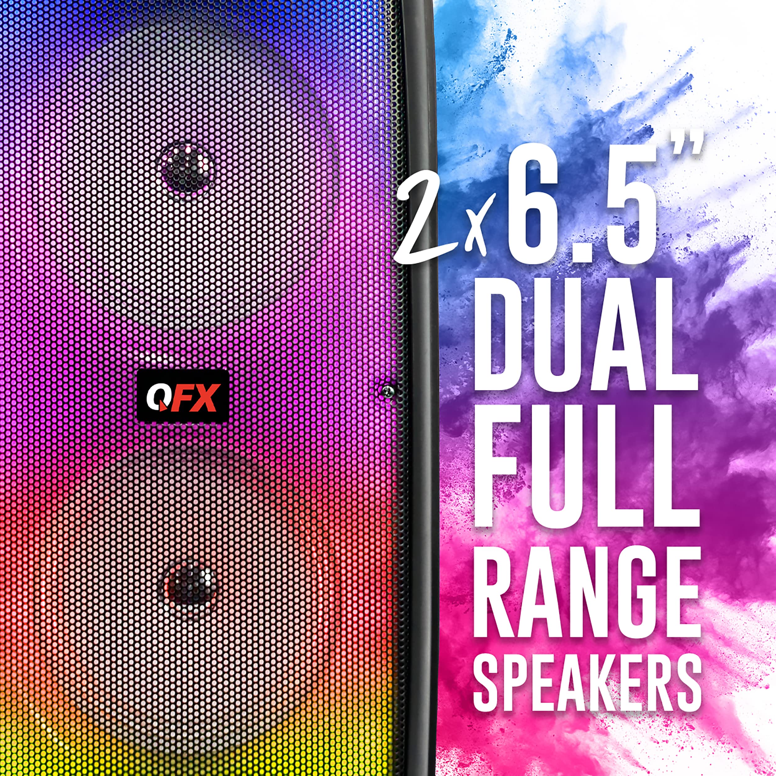 QFX LMS-66 TWS Bluetooth Rechargeable Portable Speaker with Dual 6.5