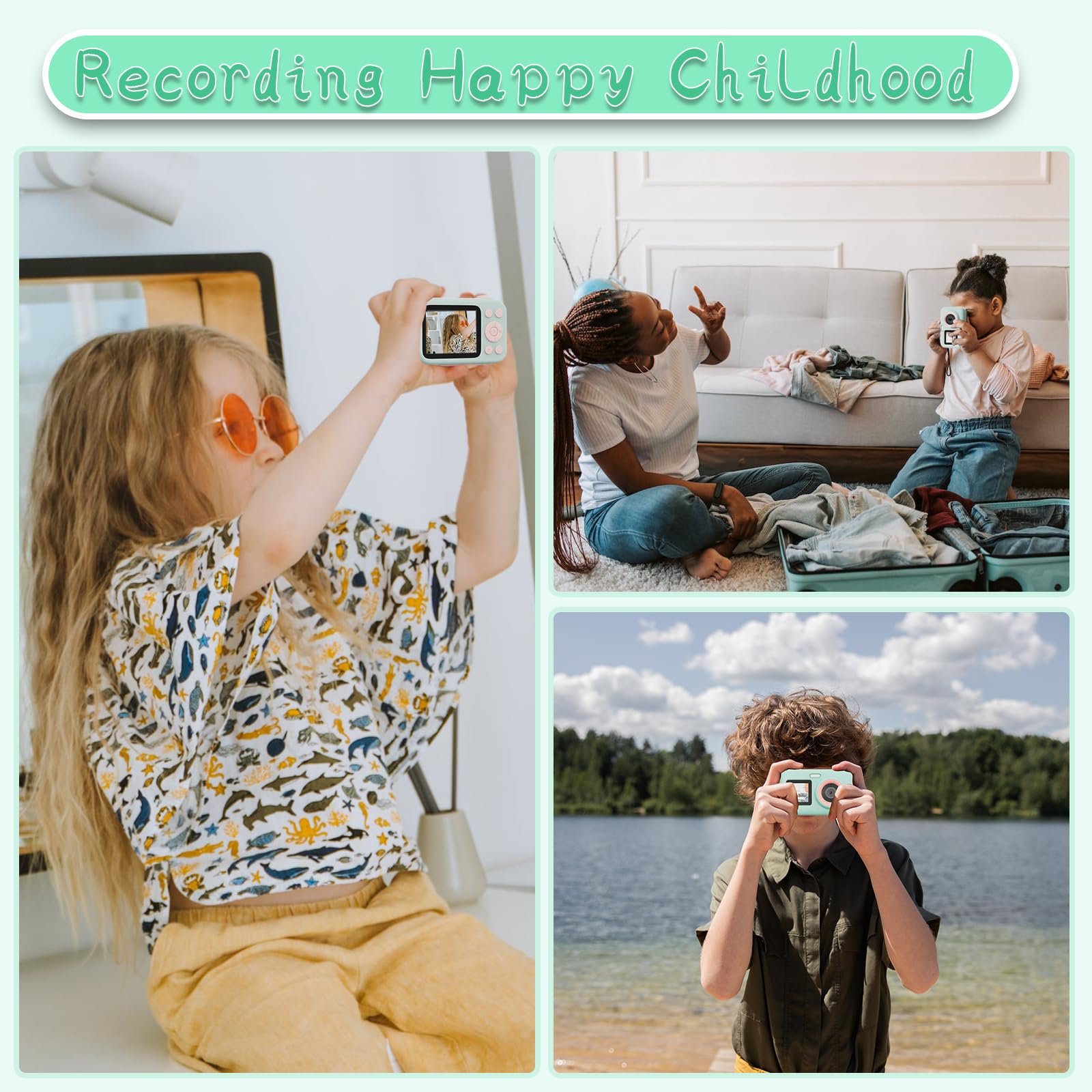 SJCAM Kids Camera with Dual Screen - 1080P HD 44MP Digital Video Camera for Children Ages 3-10, Perfect Christmas & Birthday Gift for Boys & Girls - Portable Toy Camera for Toddlers (Great for Travel, Parties & Outdoor Adventures)