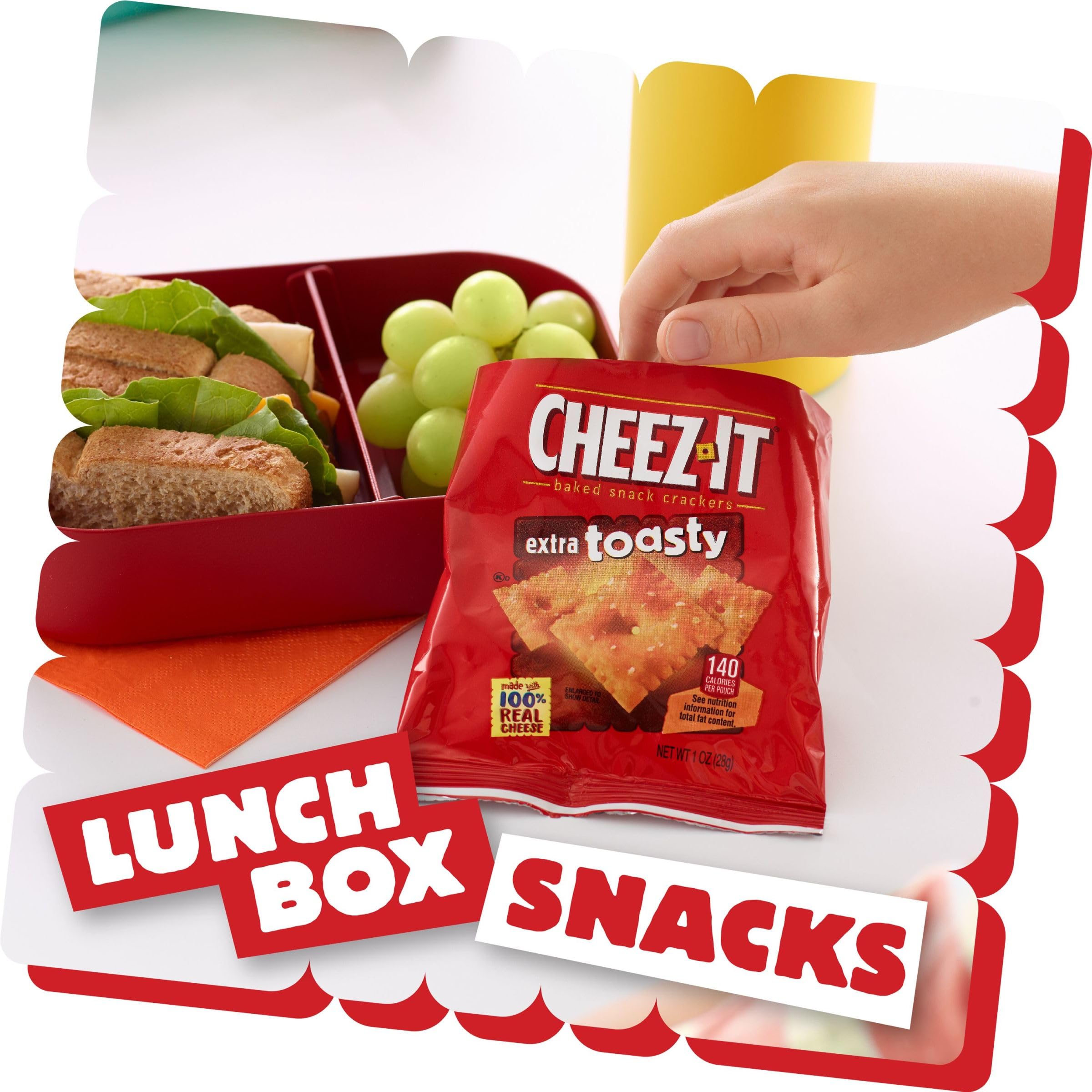 Cheez-It Extra Toasty Baked Cheese Crackers - 12oz Box (12 Packs) - Perfect for Office Snacks, Kids Lunchboxes & Party Platters