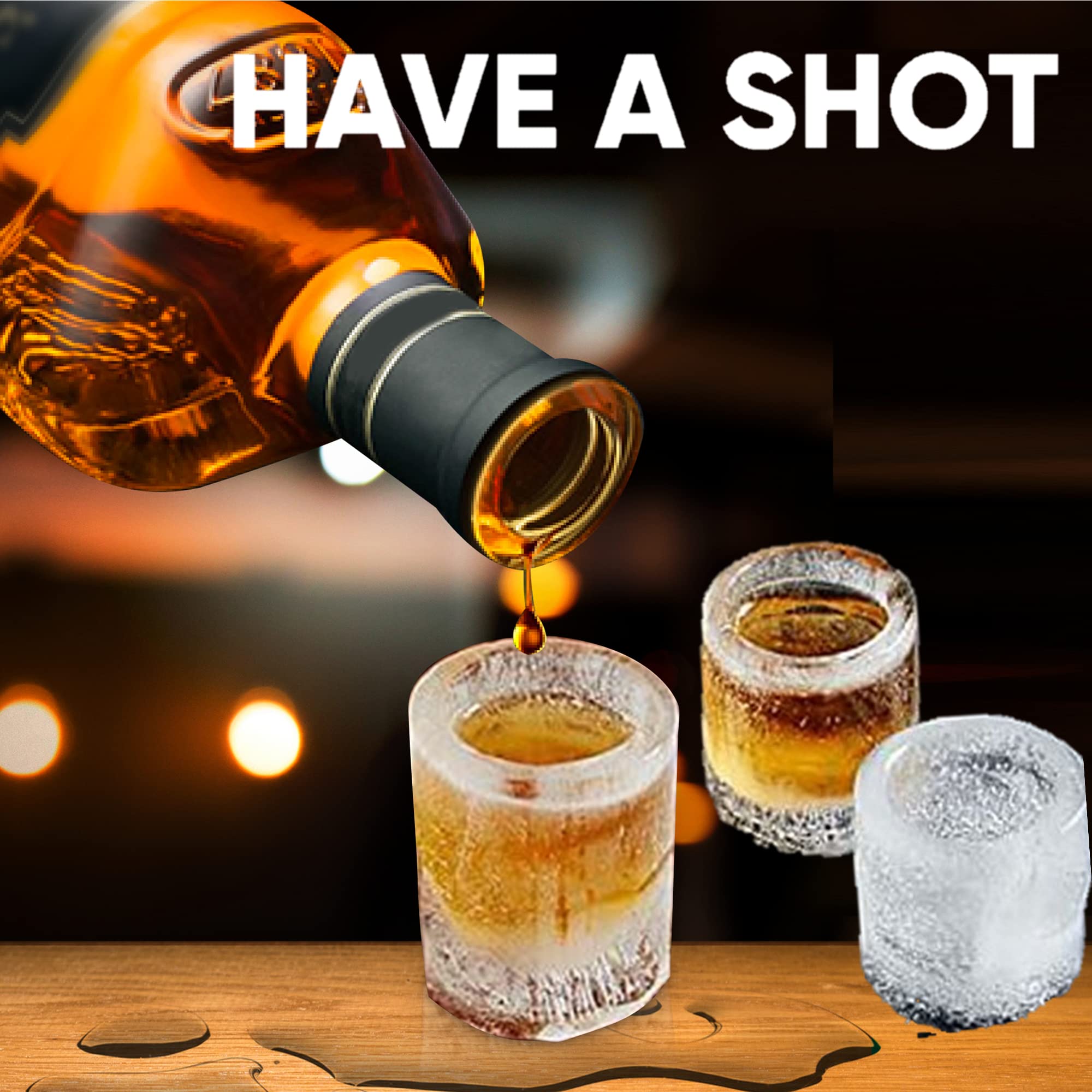 Premium Silicone Shot Glass Ice Molds - 4 Cavity Reusable Whiskey Ice Cube Trays for Freezer (1oz Capacity, 1.3 Inch) - Perfect for Cocktails, Bourbon, Scotch & Party Drinks