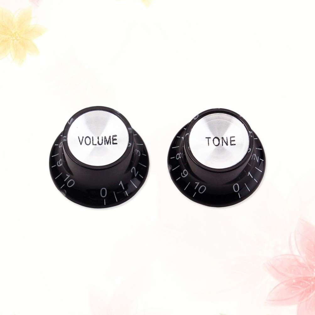 2-Pack Black Electric Guitar Bass Control Knobs - Replacement Potentiometer Knobs for Electric Guitar & Bass - Perfect for Tone & Volume Adjustment in Studio & Live Performances