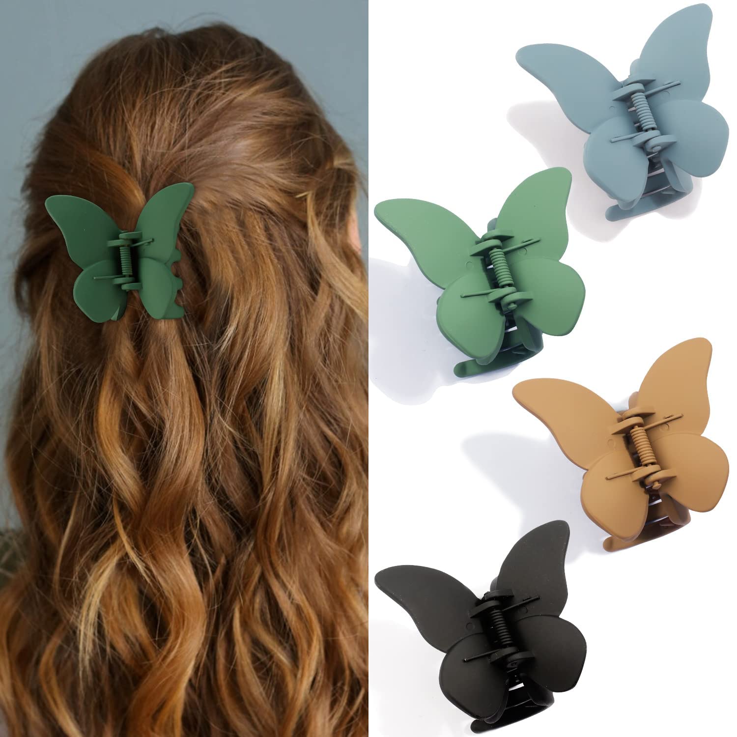 Butterfly Hair Clips for Women - 4PCS Cute Claw Clips for Thin Hair (2.6 Inch) - Non-Slip Hair Accessories for Ponytail, Bun & Updo Hairstyles