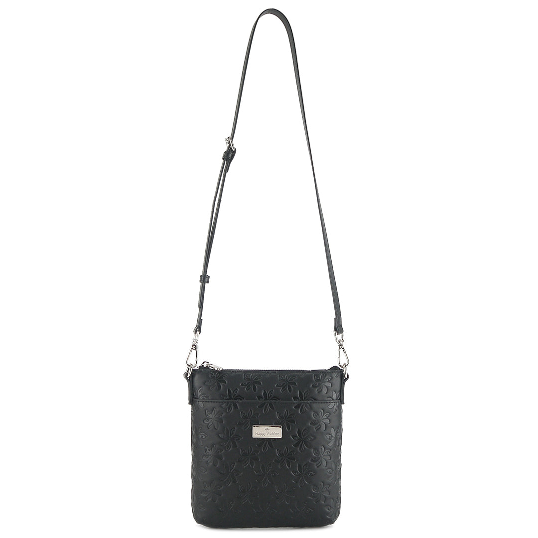 Lisa Tiare Embossed Black Crossbody Bag for Women - Stylish Shoulder Purse with Adjustable Strap, Perfect for Work, Travel & Everyday Use