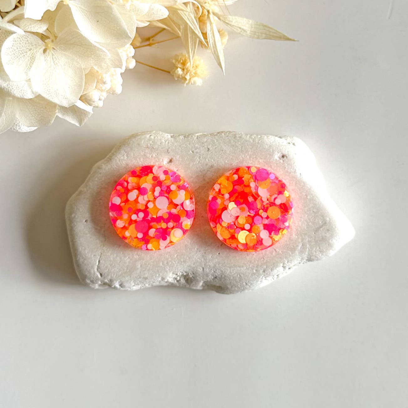 Sparkling Resin Stud Earrings with Glitter - Small & Bright for Women | Perfect for Parties, Weddings, and Everyday Wear