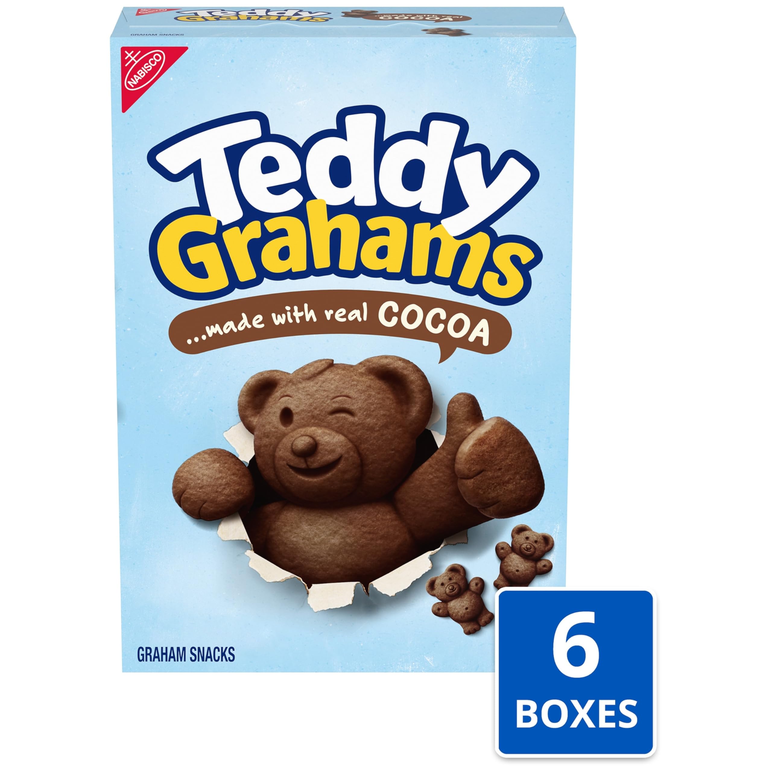 Teddy Grahams Chocolate Graham Snacks - 6 Pack (10 oz Each) | Crunchy Honey Graham Cookies for Kids Lunch, School Snacks & Family Movie Night Treats