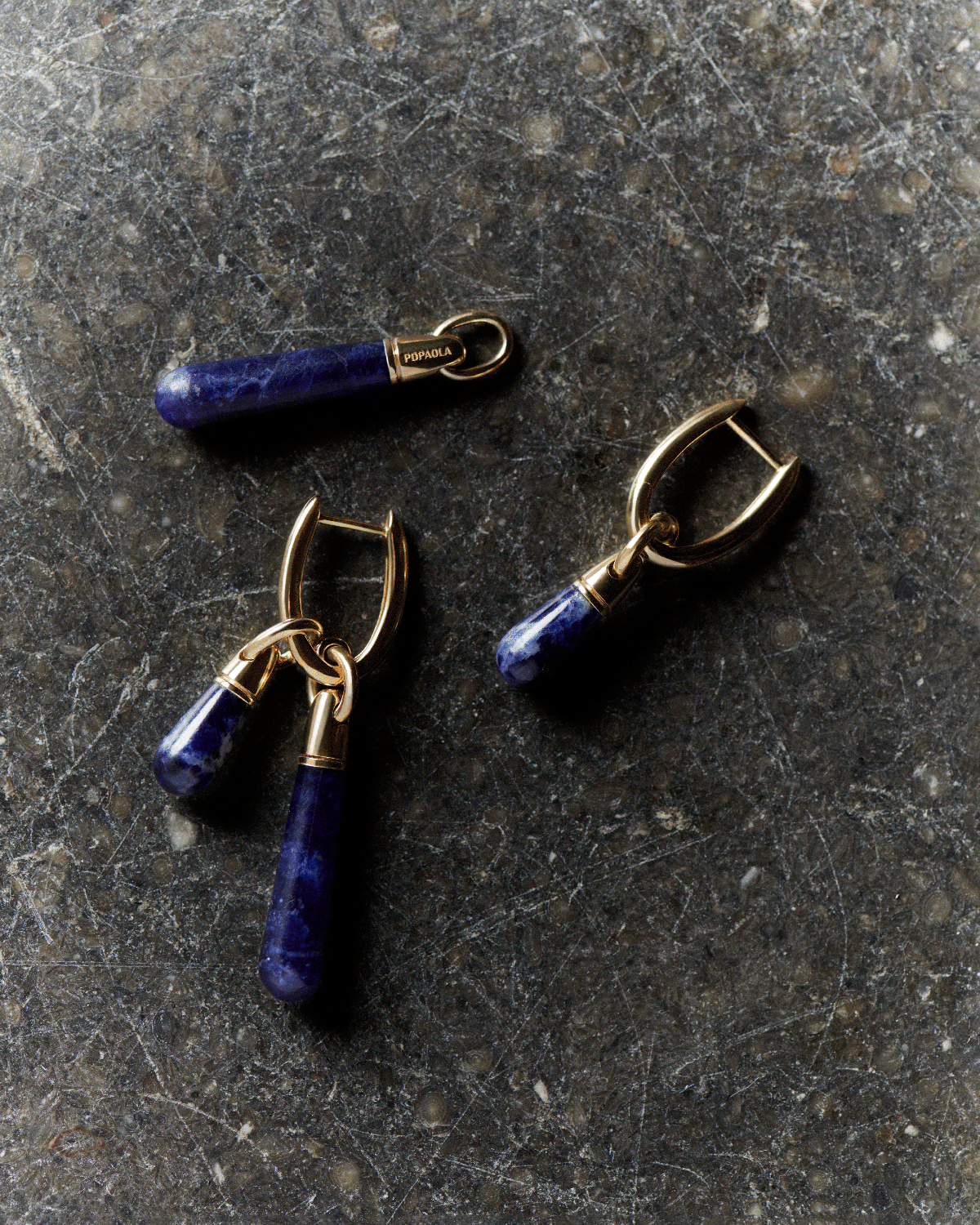 GRID2 Sodalite Large Jupiter Single Hoop Earrings – Elegant Blue Gemstone Jewelry for Women, Perfect for Parties, Weddings & Everyday Wear