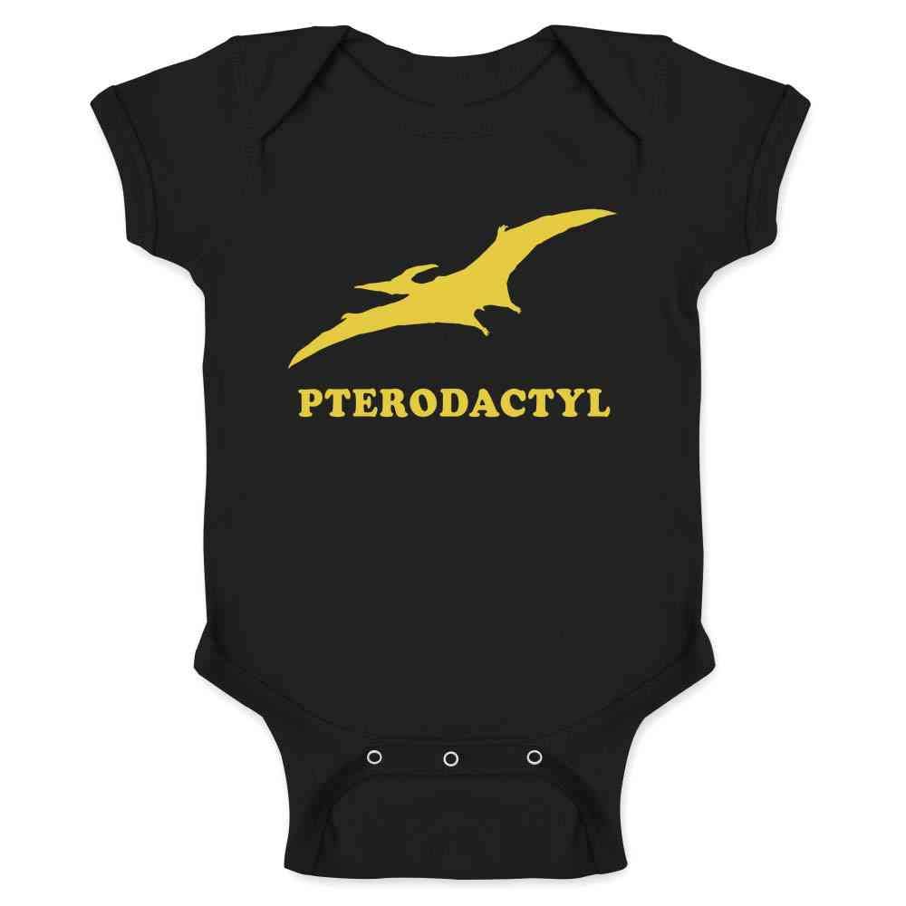 Pop Threads Retro Dinosaur Pterodactyl 80s Vintage Style Baby Bodysuit - Cute Dinosaur Outfit for Infant Boys & Girls - Perfect for Playdates, Photo Shoots and Themed Birthday Parties