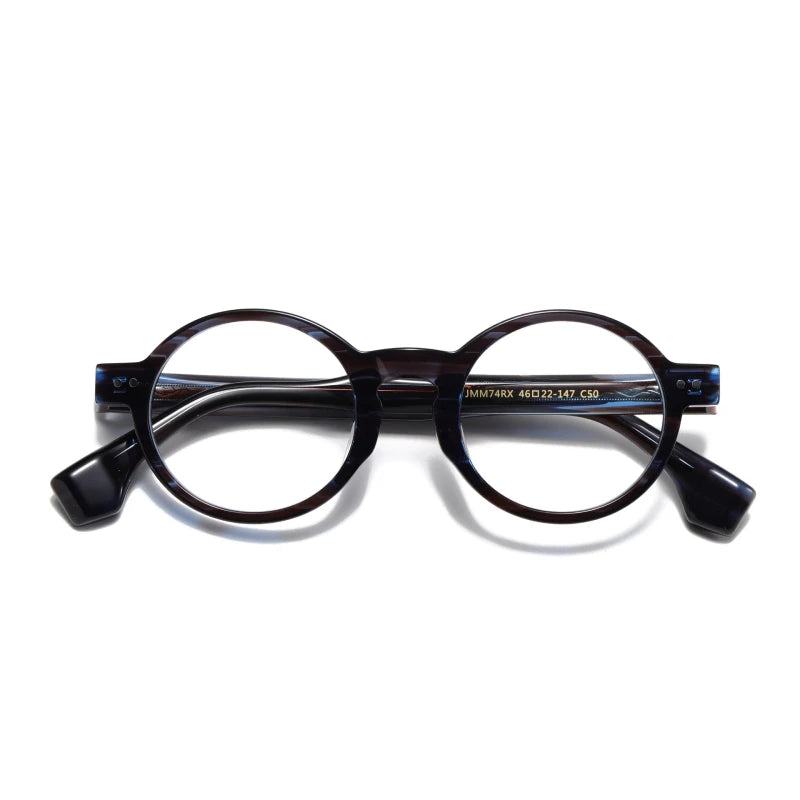 Stylish Black Unisex Acetate Round Eyeglasses Frame 51474 | Full Rim Glasses for Men & Women | Perfect for Reading, Work & Fashion Accessories