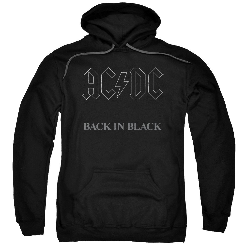 AC/DC Back in Black Hoodie - Men's Fleece Pullover Sweatshirt with Iconic Band Logo | Vintage Rock Music Merchandise | Perfect for Concerts, Music Festivals, Rock Parties & Casual Streetwear | Great Gift for AC/DC Fans | Ideal for Stage Performances, Night Out & Retro Fashion | Best for Music Events, Fan Collections & Everyday Wear