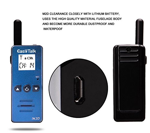 EasyTalk PMR446 Rechargeable Walkie Talkies for Kids - 128 Channels, UHF 400-520MHz Two Way Radio with Headset (Blue) - Perfect for Home, Supermarket, Festival, Outdoor Adventures & Family Activities