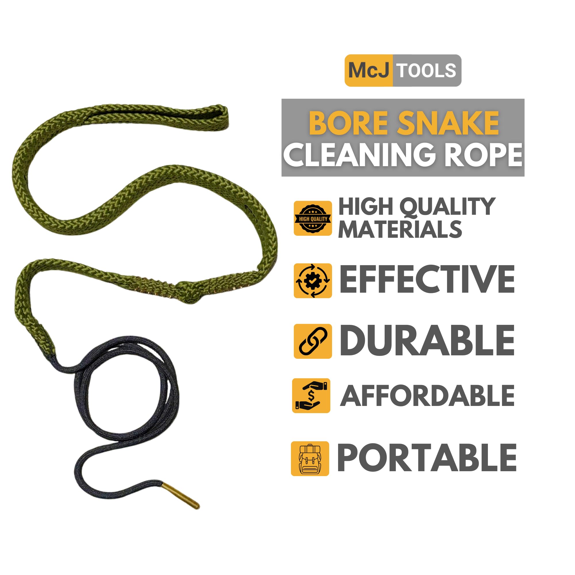 9mm Bore Cleaning Snake Rope - 2 Pack for .357 & .38 Cal Guns - Perfect for Gun Maintenance