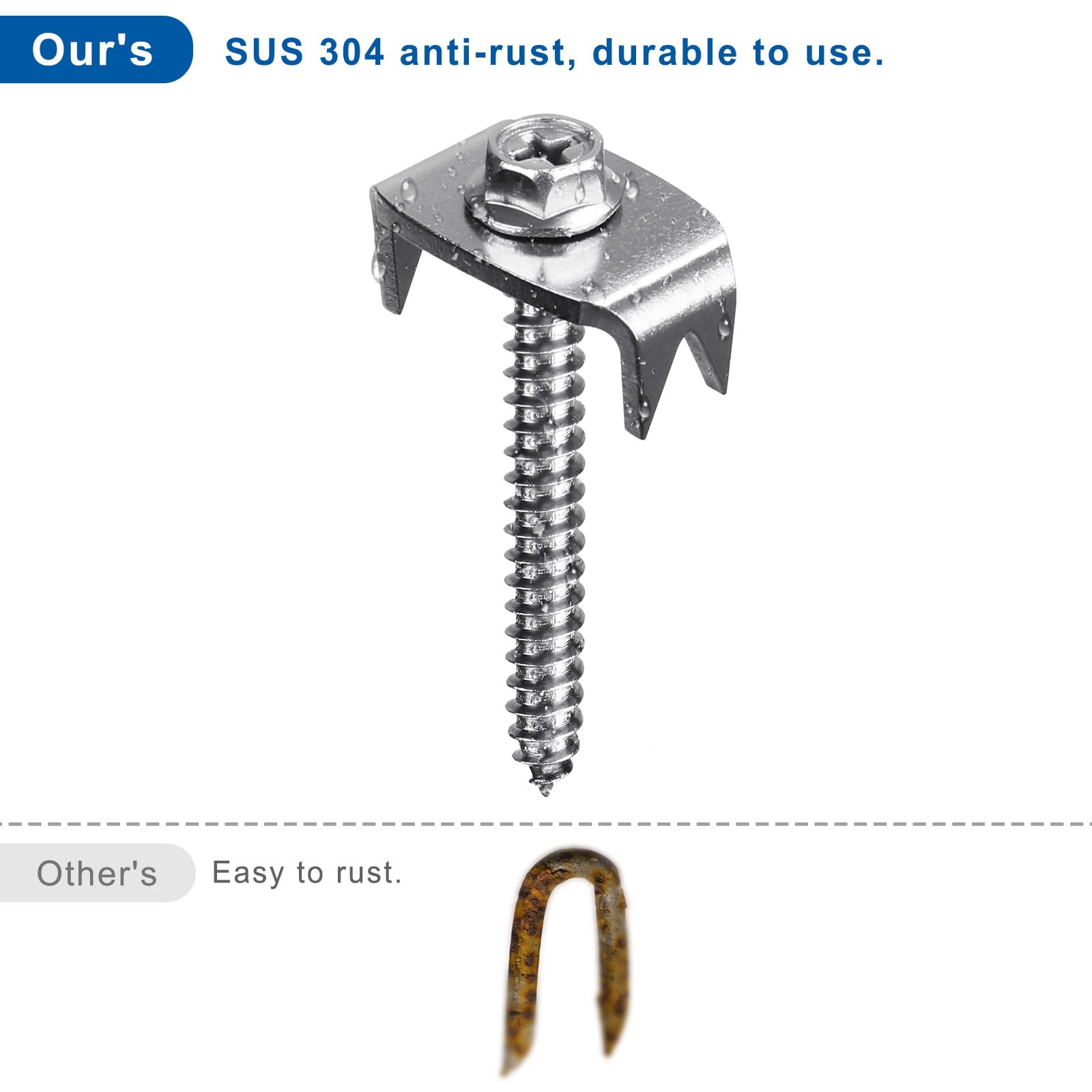 200 Pcs Stainless Steel Fence Staples - Heavy Duty Reusable Fencing Nails for Wire Mesh & Woven Fencing | Rustproof Fence Fasteners with Wire Fixer | Easy Installation & Removal with Power Drill | Perfect for Wooden Fences, Garden Fencing & DIY Projects