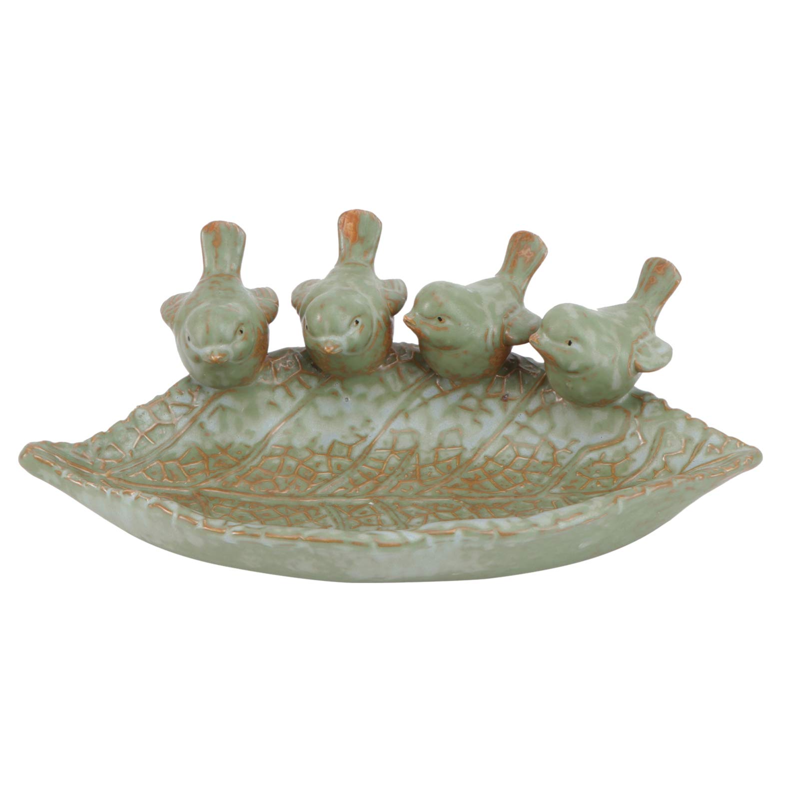 YARNOW Ceramic Wild Finch Bird Feeder and Water Bath - Decorative Garden Bird Dish for Outdoor Decor, Appetizer Plate, Green - Perfect for Backyard Bird Watching and Patio Decoration