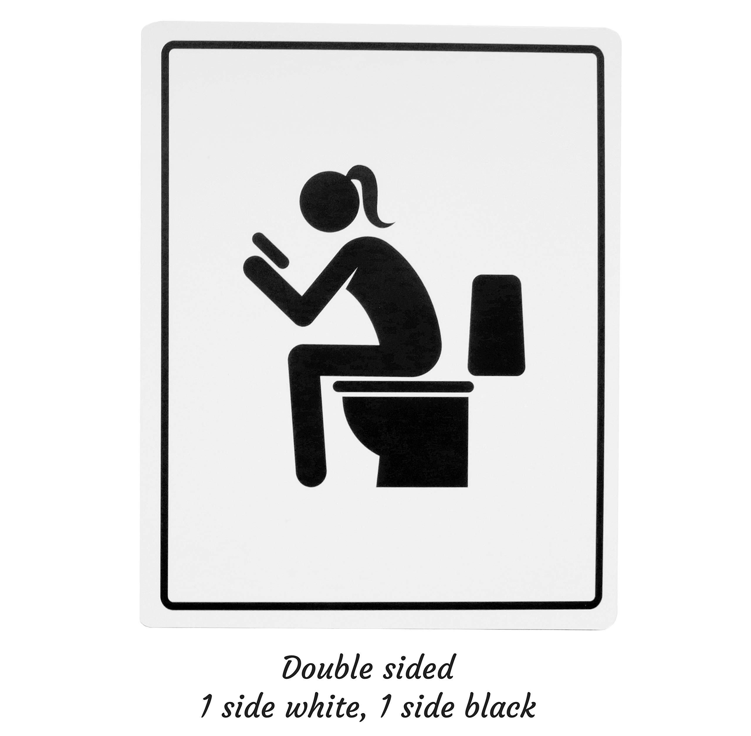 Funny Toilet Signs - Double Sided Adhesive (5.3x6.7