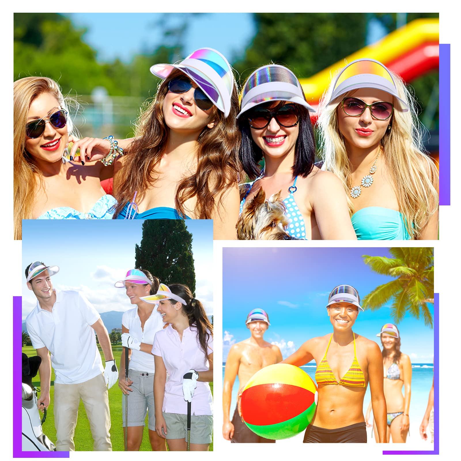12 Pack Adjustable UV Protection Sun Visor Hats for Women & Men - Lightweight Breathable Golf & Beach Caps with Clear Visor for Outdoor Sports, Hiking, Running, and Summer Activities