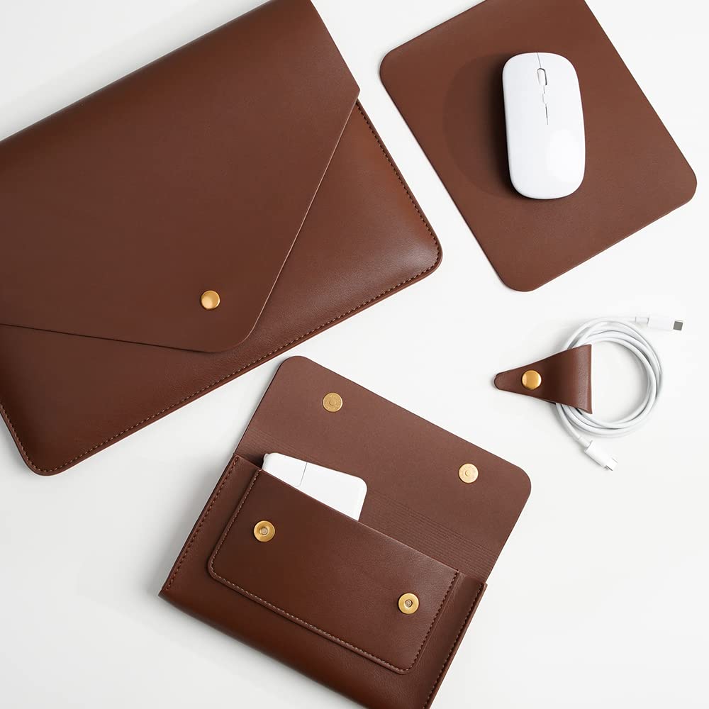 Premium PU Leather Laptop Sleeve for 14