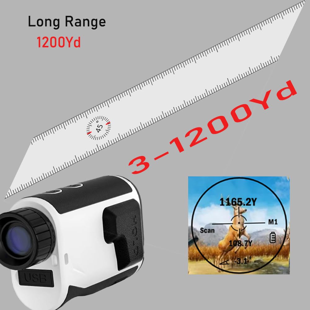 **Premium Golf Rangefinder with Slope - 1200 Yards Laser Distance Finder | 7X Magnification, Flag Lock, Continuous Scan & Vibration | USB Rechargeable, Strong Magnet for Secure Mounting | Perfect for Golf Tournaments & Outdoor Hunting**