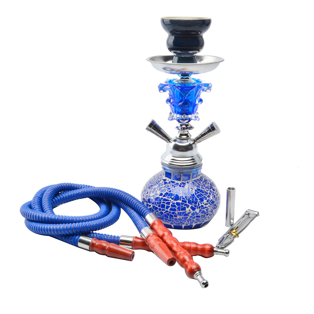 Premium Double Hose Hookah Set with Glass Vase & Ceramic Bowl - Perfect for Parties, Lounges, and Relaxation Sessions
