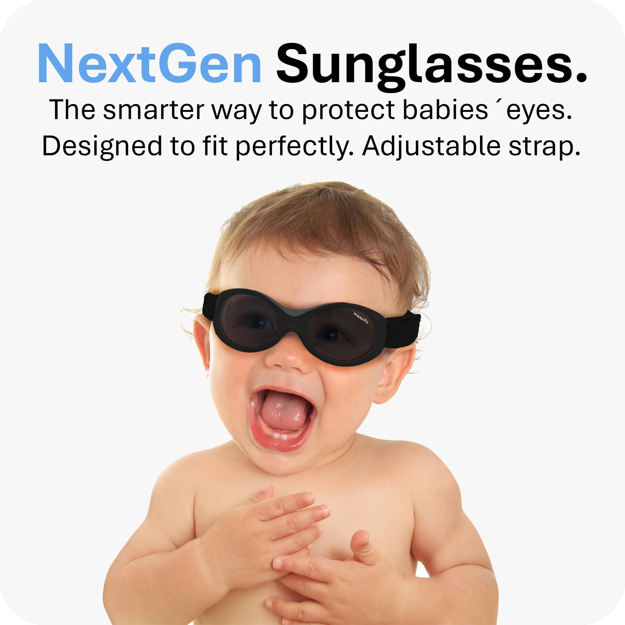Mausito BABY Sunglasses 0-24 Months | Flexible BPA-Free Infant Sunglasses with Adjustable Strap | 100% UV Protection | Newborn & Toddler Sun Protection for Beach, Outdoor & Travel