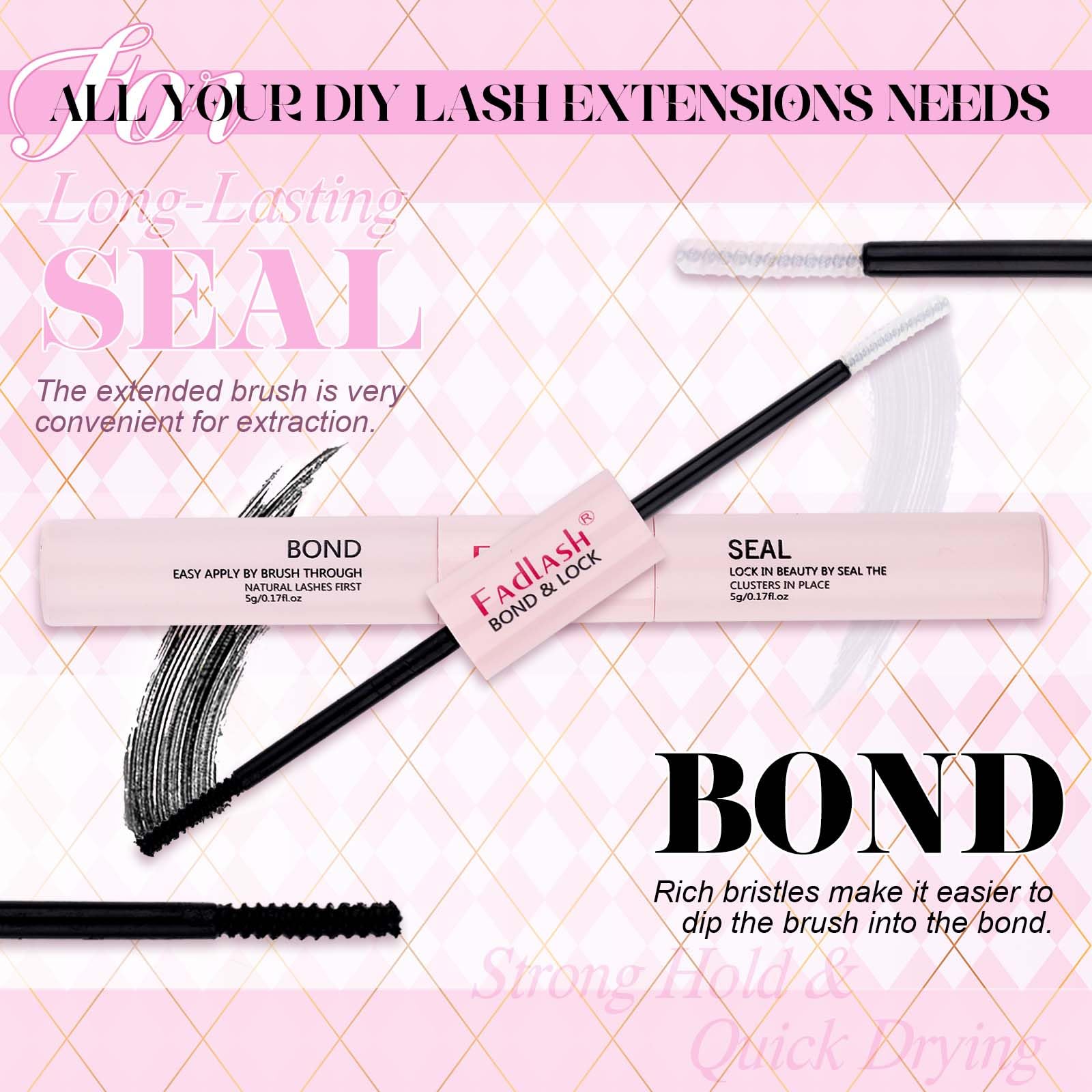 FADLASH DIY Eyelash Extension Kit - Individual Cluster Lashes D Curl with Lash Glue, Sealant & Applicator Tool for Home Use (40D-0.07D-12-18MIX) - Perfect for Bridal Makeup, Parties & Everyday Glam