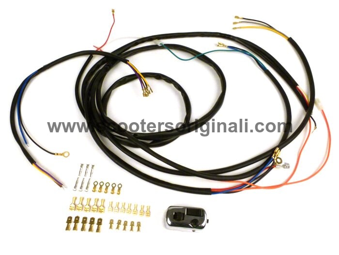 Vespa Wiring Loom Harness AC Electronic Conversion Kit with Light Switch for Smallframe & Largeframe Scooters - Upgrade Electrical System for Vintage Vespa Restoration Projects