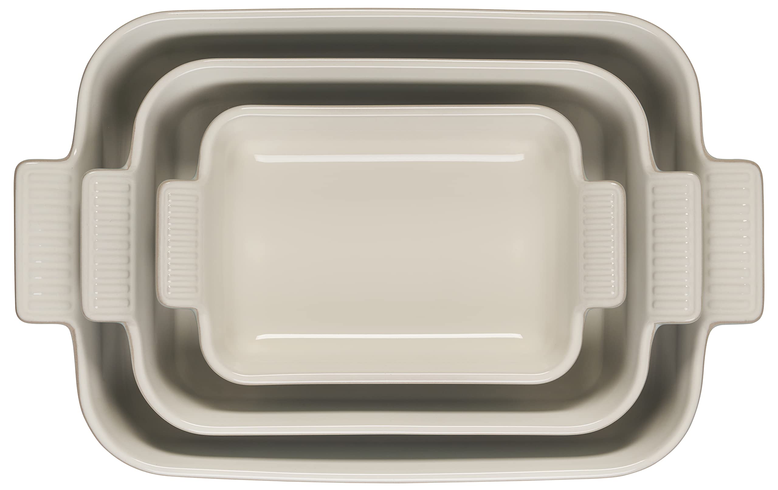 Le Creuset Stoneware Heritage Set of 3 Rectangular Baking Dishes - Sea Salt | Oven & Microwave Safe for Casseroles, Lasagna & Desserts | Elegant Serving Dishes for Dinner Parties & Holiday Meals