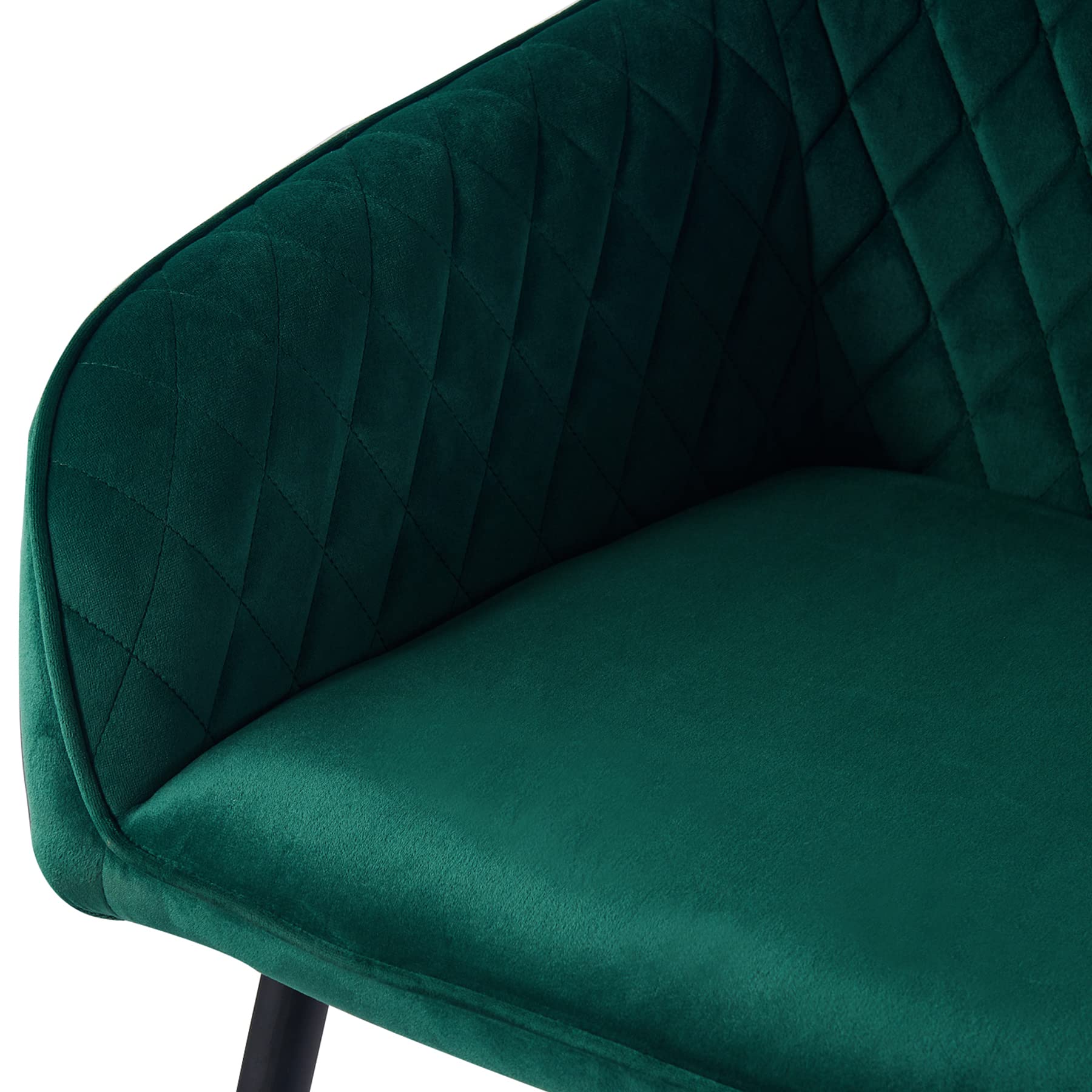 ENJAOUSLF 4-Piece Green Velvet Dining Chairs Set with Black Metal Legs - Modern Upholstered Armchairs for Kitchen, Living Room & Dining Room | Perfect for Home Decor, Entertaining & Small Spaces