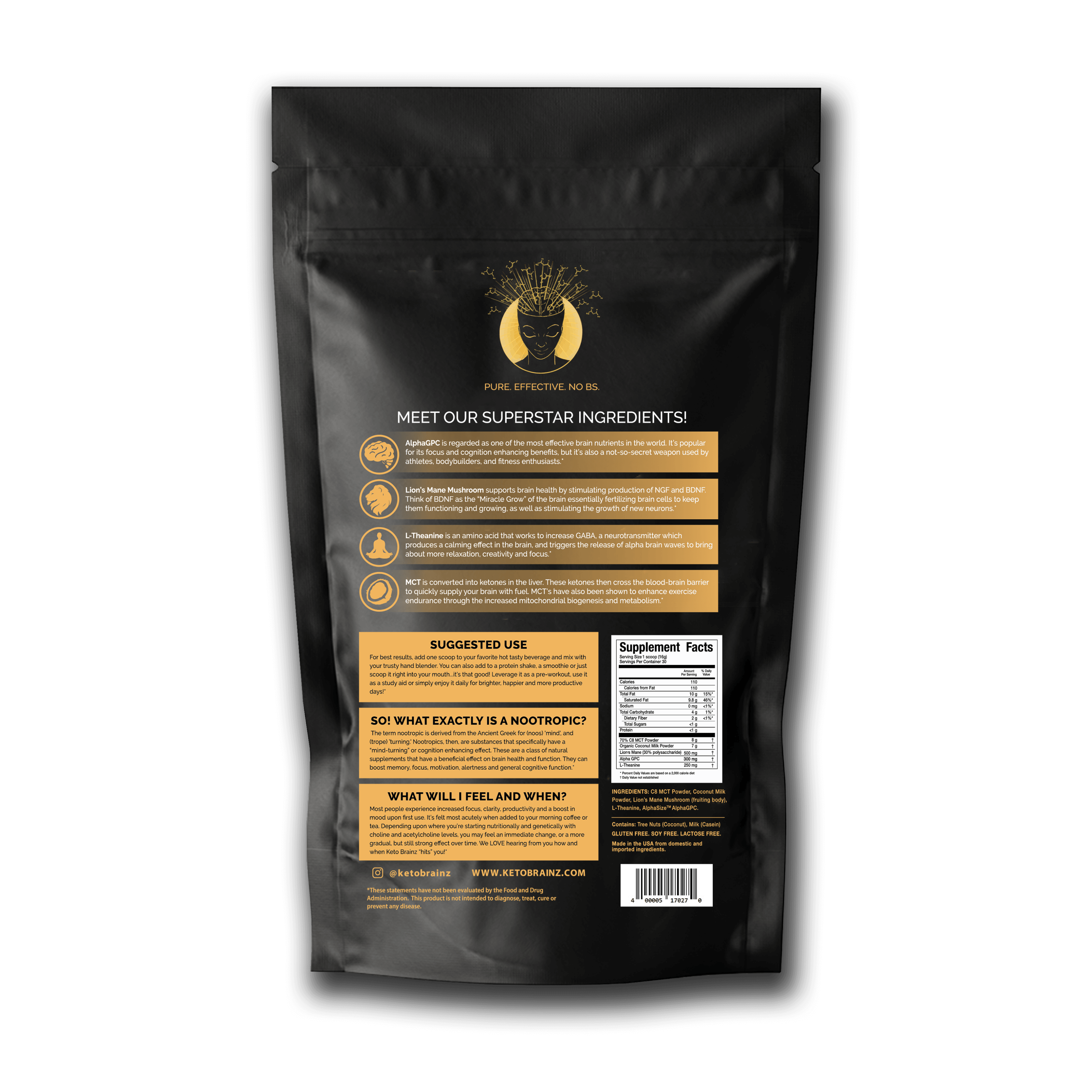 Keto Brainz 3 Pack - Premium MCT Oil Supplement for Ketogenic Diet | Supports Mental Clarity & Energy | Perfect for Coffee, Smoothies & Low-Carb Recipes