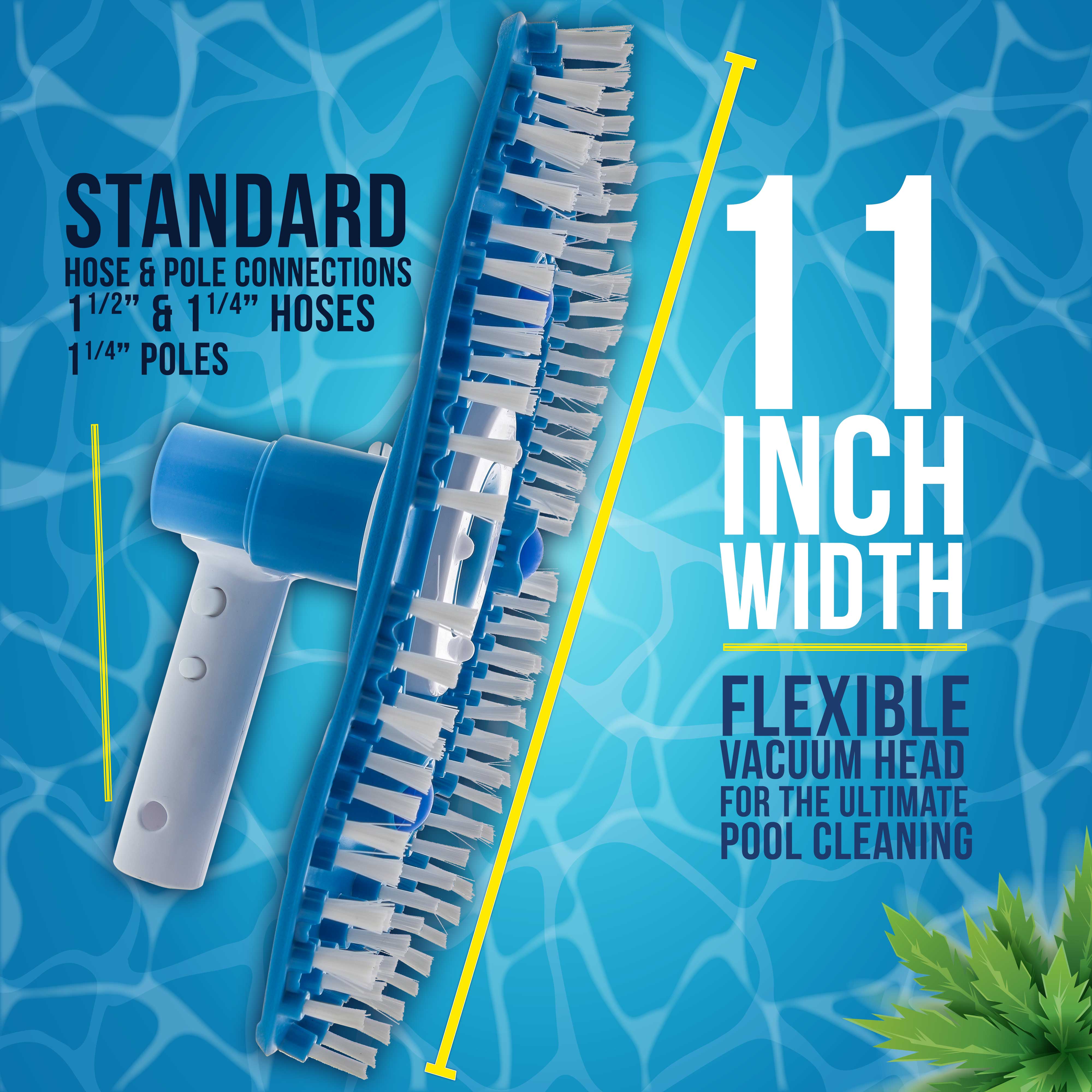 Flexible Triangular Pool Vacuum Head with Swivel Connection - Multi-Directional Fishtail EZ Clip Handle for 1.5