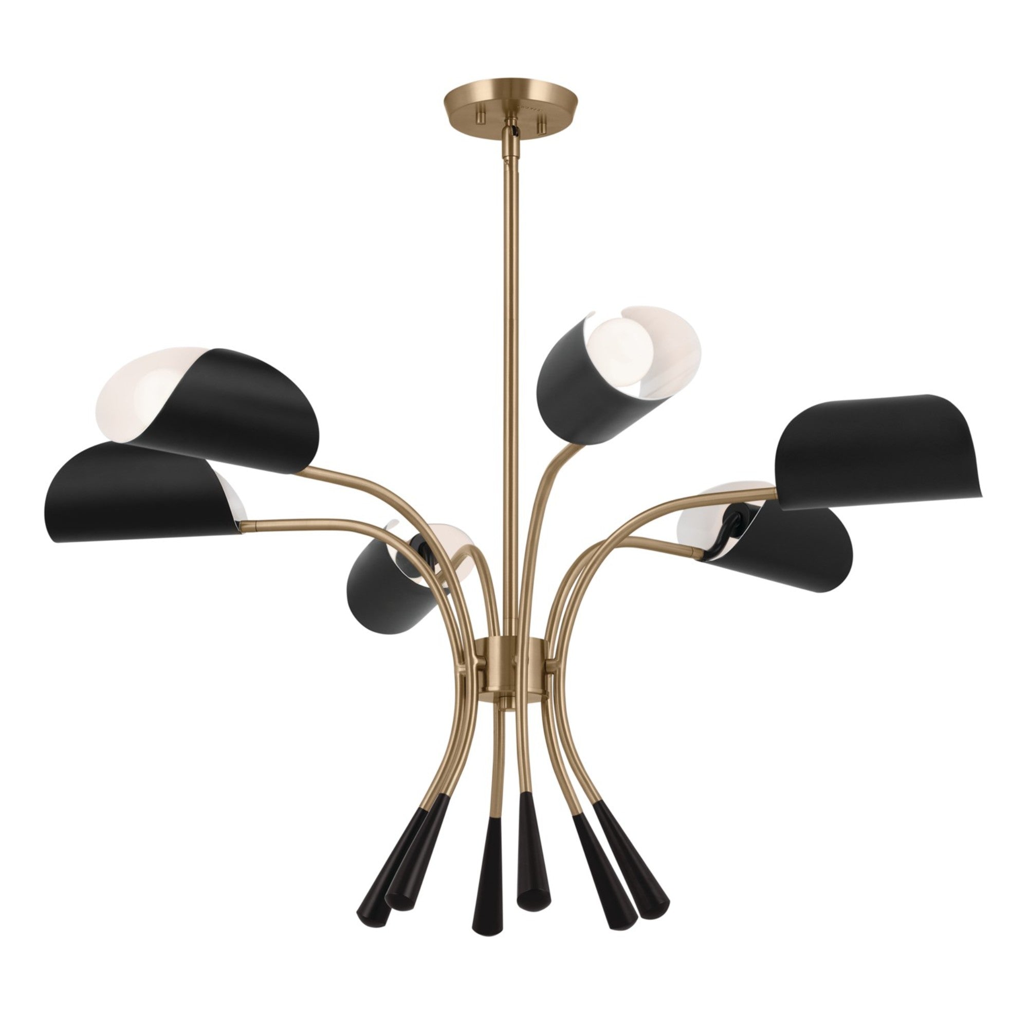 Arcus 39 Inch 6-Light Champagne Bronze Chandelier with Black Shade - Elegant Dining Room Lighting Fixture for Home Decor