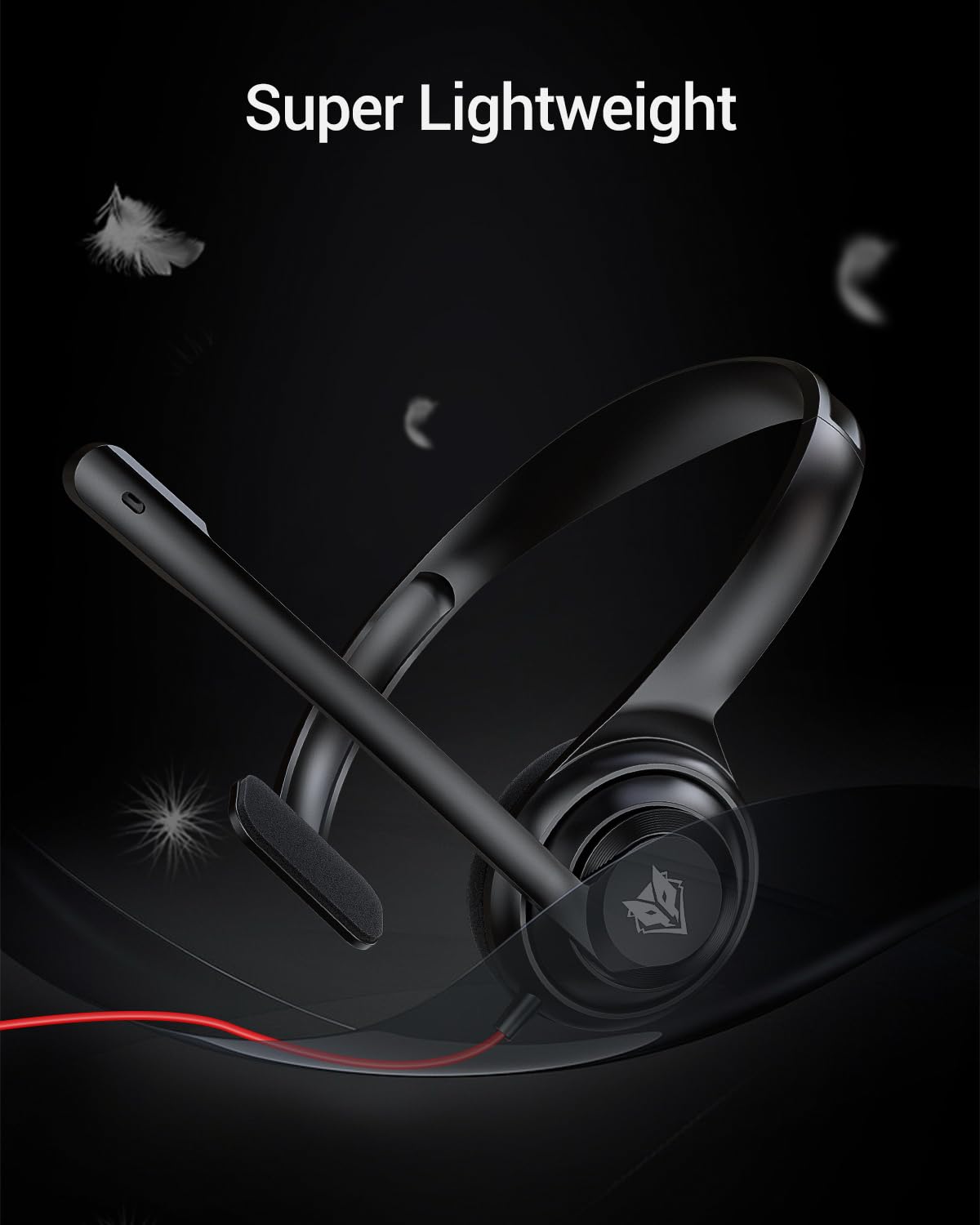 NUBWO HW02 USB Gaming Headset with Noise Cancelling Microphone & In-Line Volume Control - Ultra Comfortable On-Ear Wired Headphones for PC, Laptop, Call Center, Skype, Zoom Meetings (Black) - Perfect for Remote Work, Online Classes & Webinars