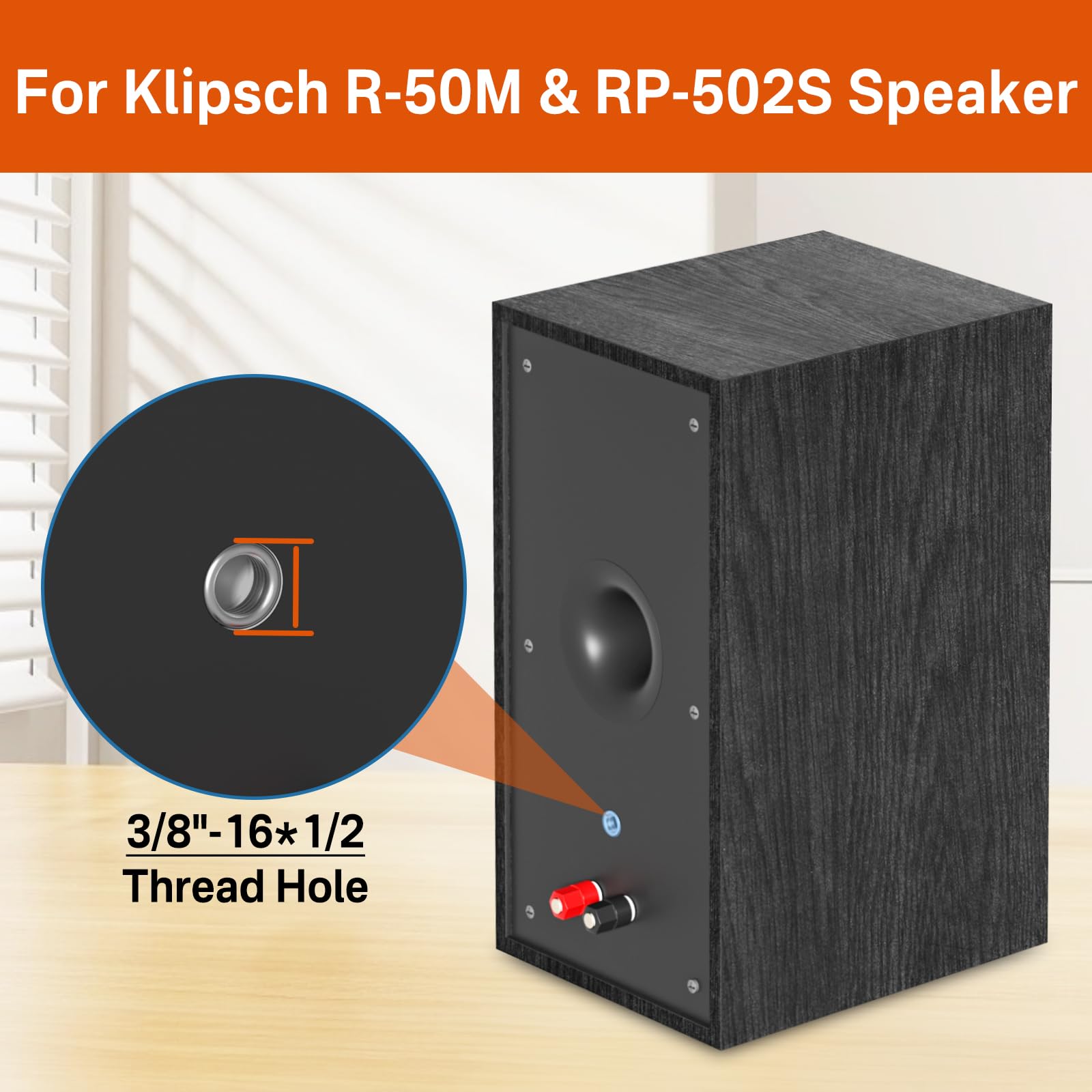 Klipsch R-50M RP-502S Adjustable Metal Wall Speaker Mount Bracket - Heavy Duty 40 lbs Capacity with Hardware Kit - Perfect for Bookshelf Speakers & Home Theater Space Saving Setup