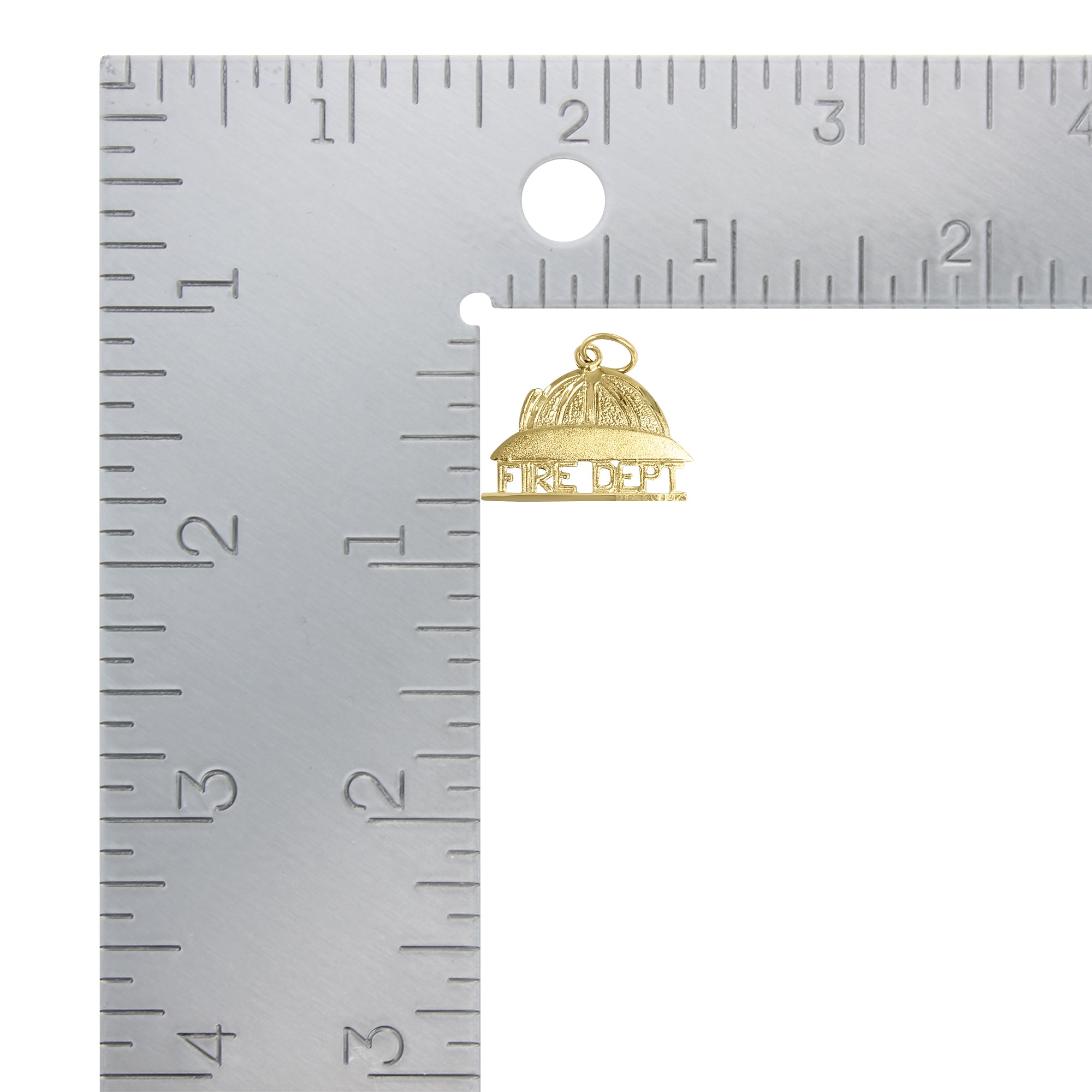 14k Yellow Gold Fire Department Charm Pendant with Diamond Cuts - Perfect for Firefighters, First Responders & Gift Giving