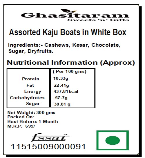 Premium Assorted Kaju Boats Diwali Sweets Gift Box - Traditional Indian Mithai for Festivals, Celebrations & Corporate Gifting