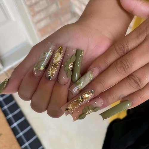 green floral&rhinestone