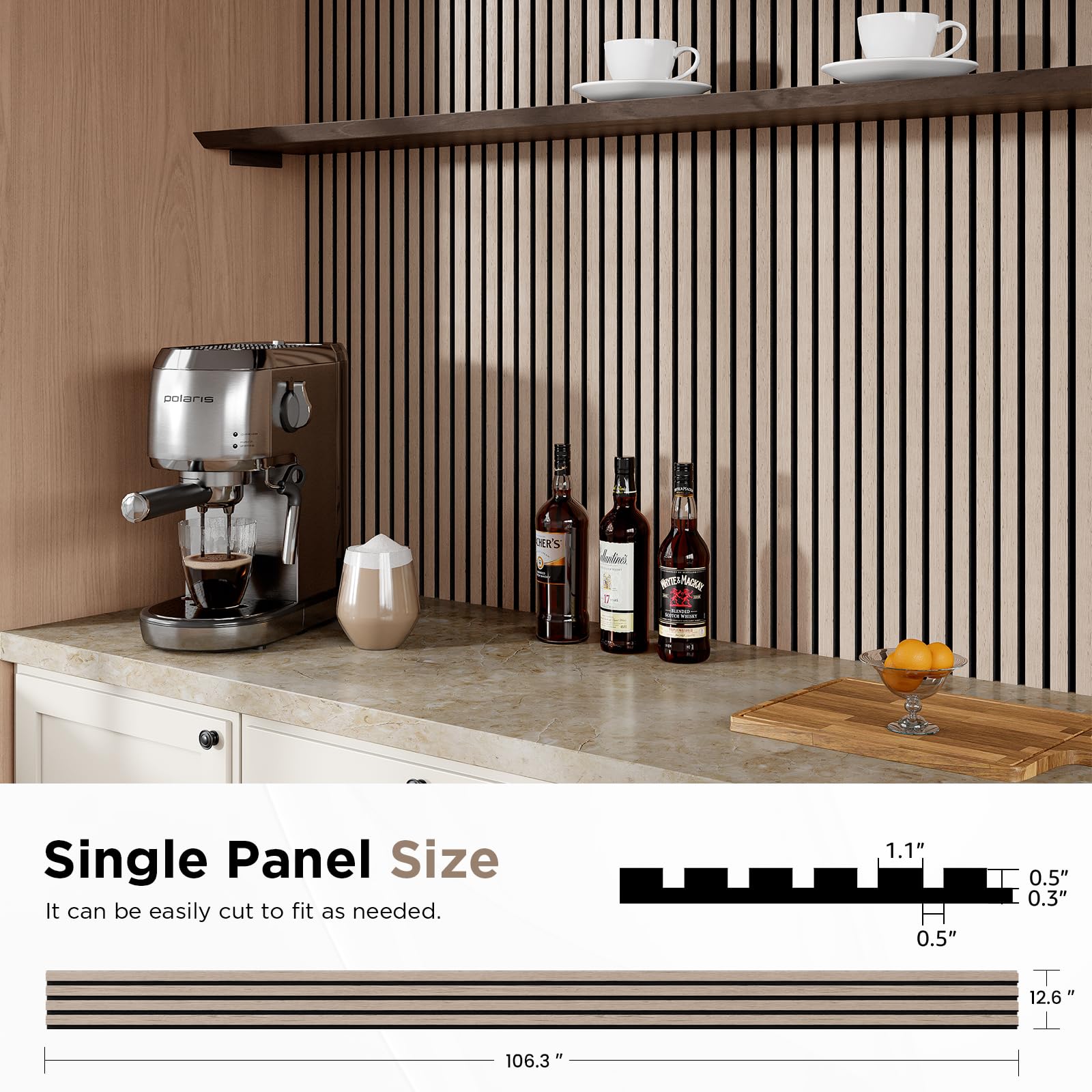 Premium Wood Slat Acoustic Panels for Walls - 4 Pack Natural Walnut Soundproof Wall Panels (106
