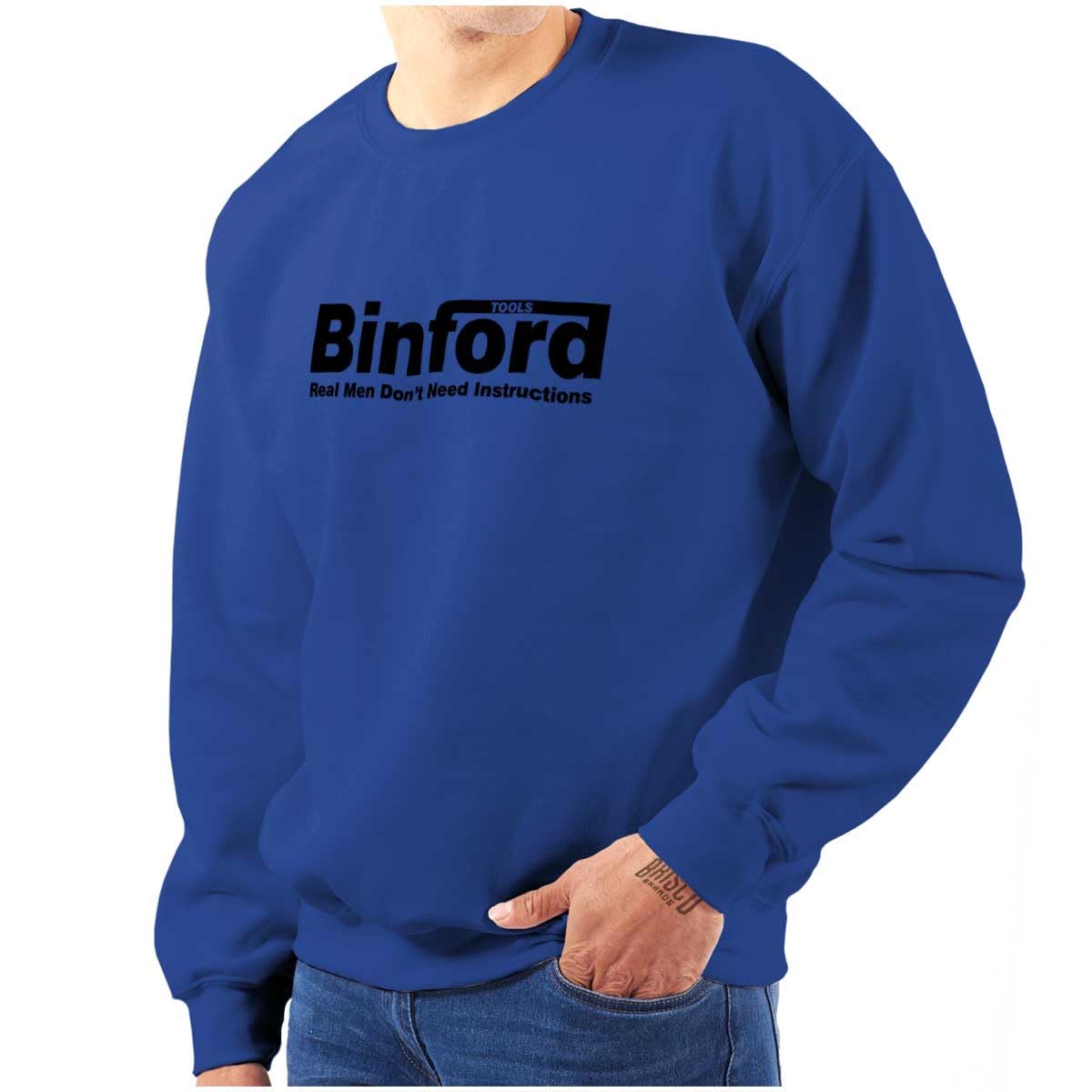 Brisco Brands Binford Tools Real Men No Instruction Sweatshirt - Unisex Pullover Hoodie for Men & Women | Perfect for DIY Projects, Workshop & Casual Wear