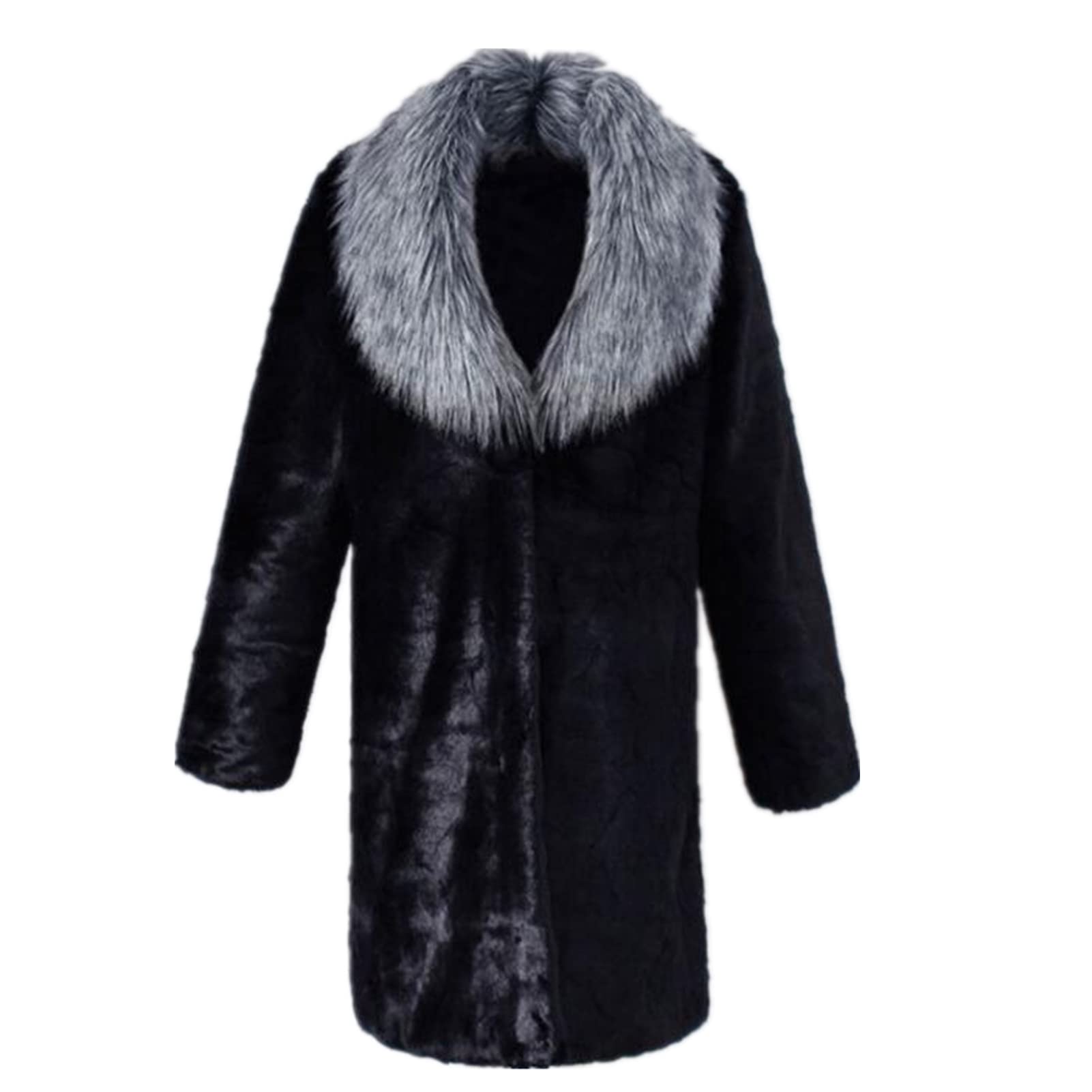 Men's Winter Long Sleeve Faux Fur Parka Jacket - Warm Turn Collar Overcoat for Cold Weather | Outdoor Activities, Snow Sports & Casual Wear