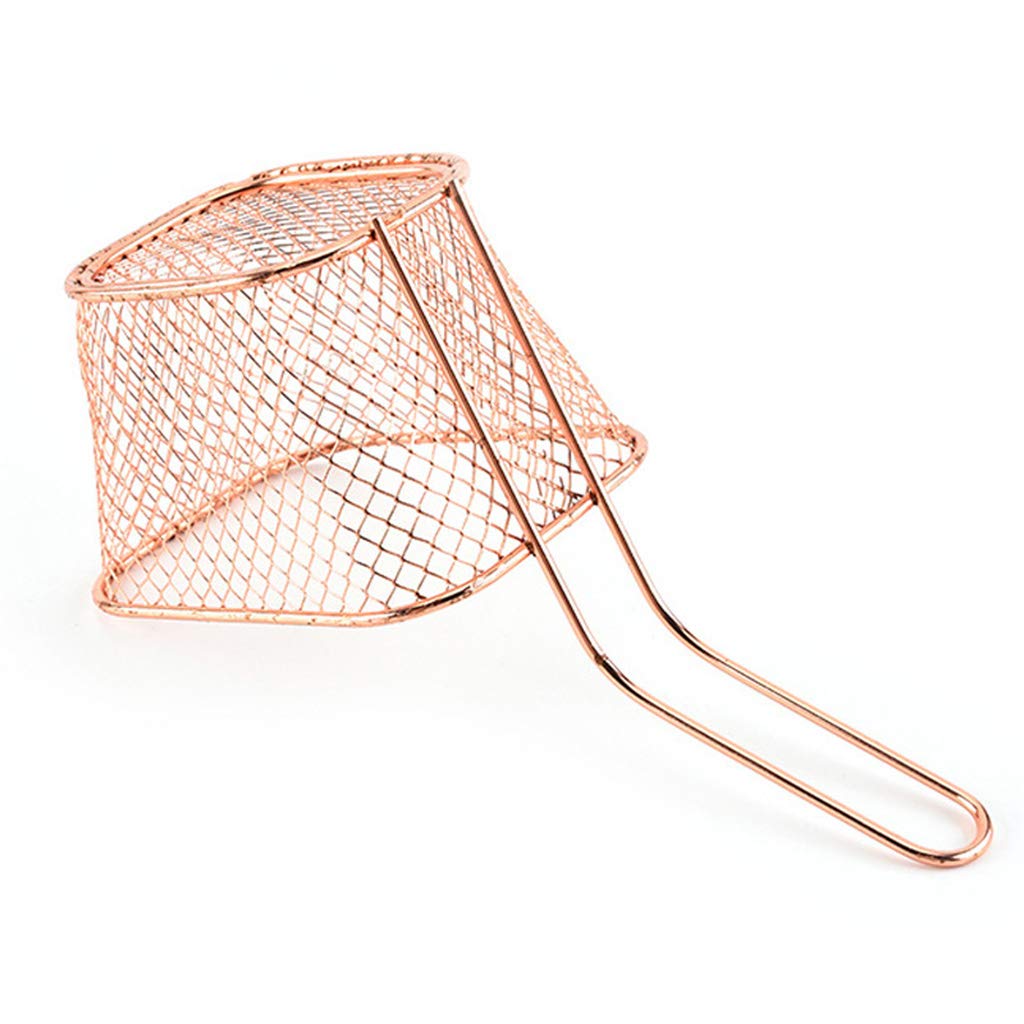 Stainless Steel French Fry Basket - Mini Deep Fryer Basket for Cooking, Frying & Food Storage - Gold Metal Wire Basket for Kitchen, Restaurants & Fast Food Shops
