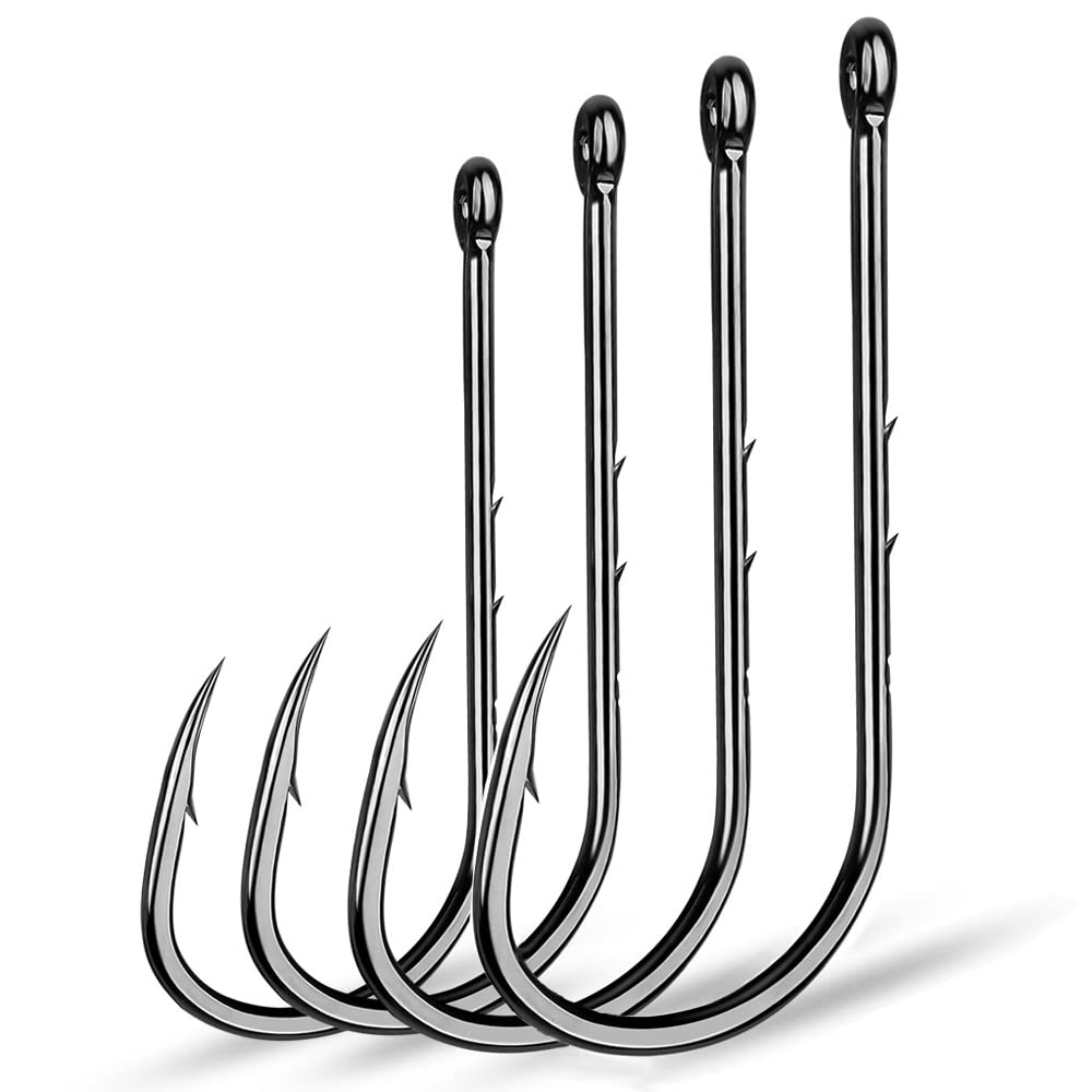AMHDV 200pcs Forged Baitholder Fishing Hooks - Long Shank Bait Holder for Freshwater & Saltwater