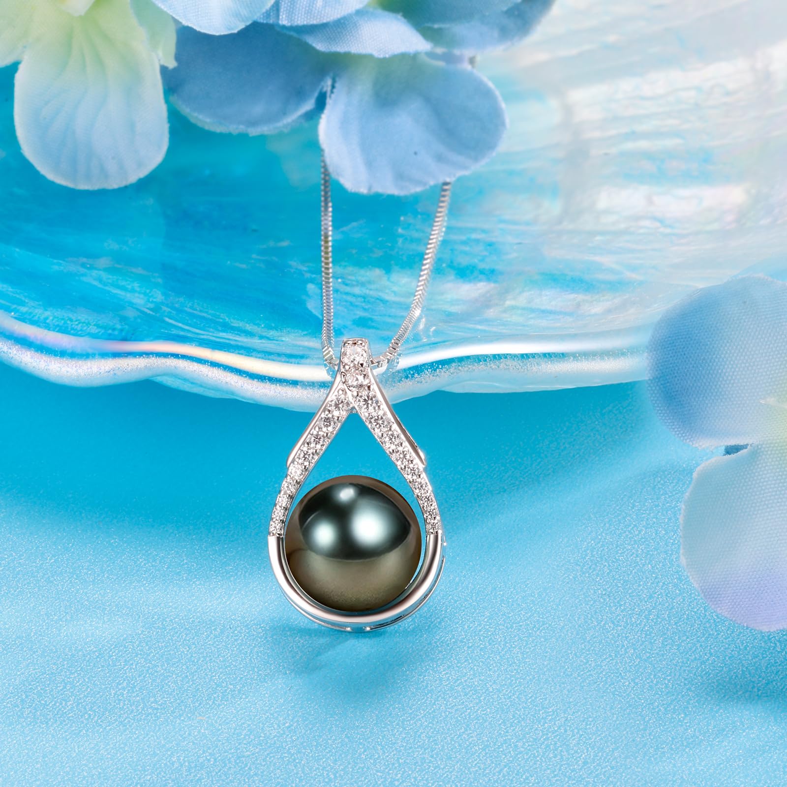 Tahitian Black Pearl Necklace for Women - Elegant Jewelry Gift for Mom, Wife, Girlfriend | Perfect for Mother's Day, Anniversary, Wedding, Birthday, Christmas & Valentine's Day | Ideal for Date Nights, Special Occasions & Everyday Elegance